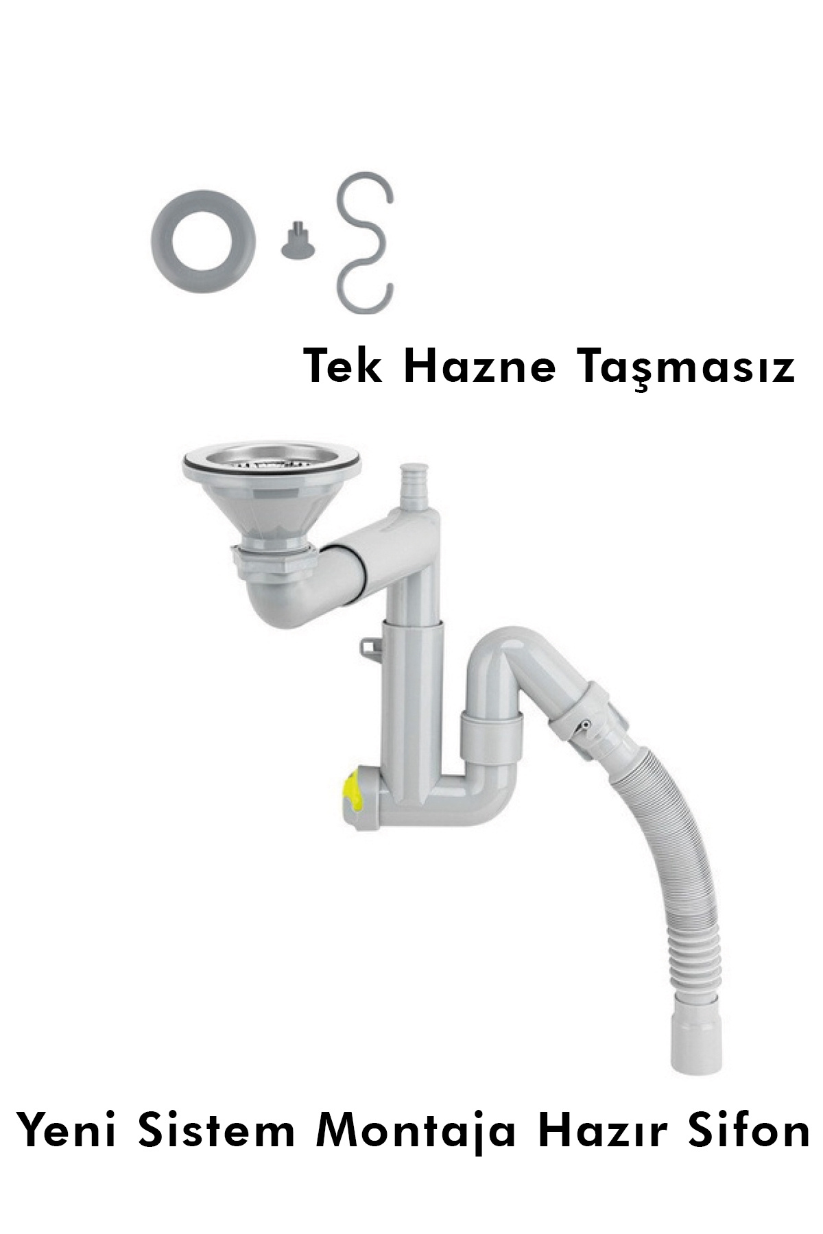 HENASURFACE Granit Evye 1 Hazneli Sifon Takımı Pirinç Vidalı Büyük Kafa