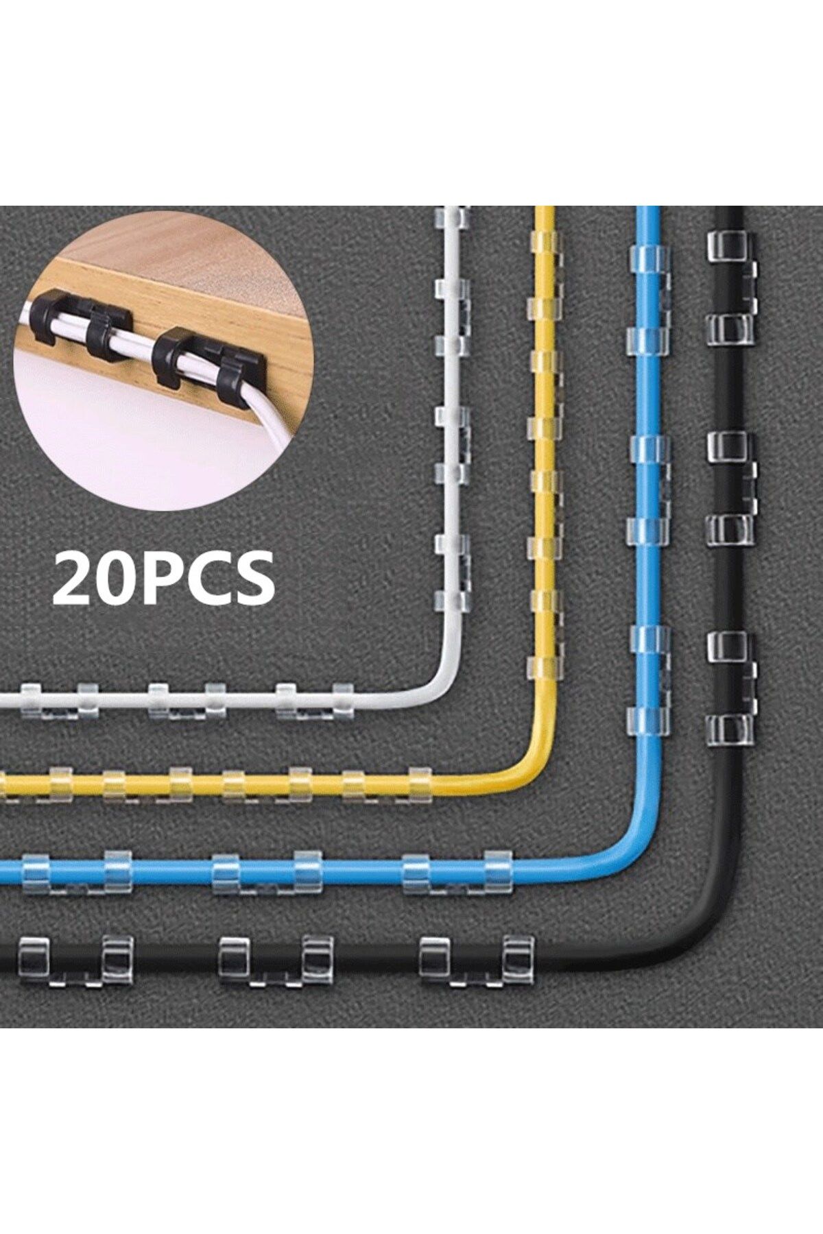 Choice-20/5PCS USB Cable Organizer Clips Wire Winder Holder Earphone Mouse Cord Clip Protector Managemen... 1