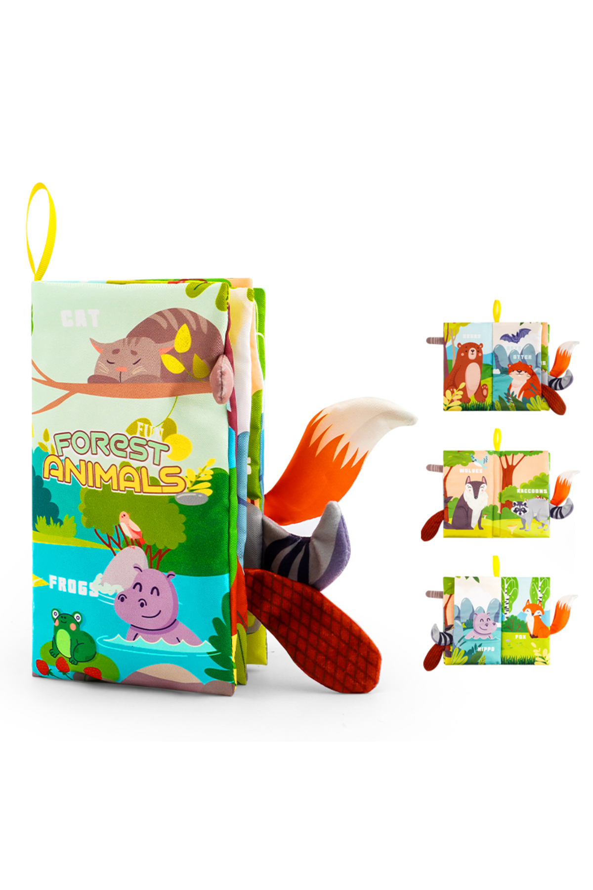 ۱ عدد اسباب‌بازی کتاب کودک سری جنگل، کتاب کودک ۰ تا ۶ ماهه، ۳ عددی پارچه‌ای لمسی و حس‌پذیر، کرکی نرم بو
