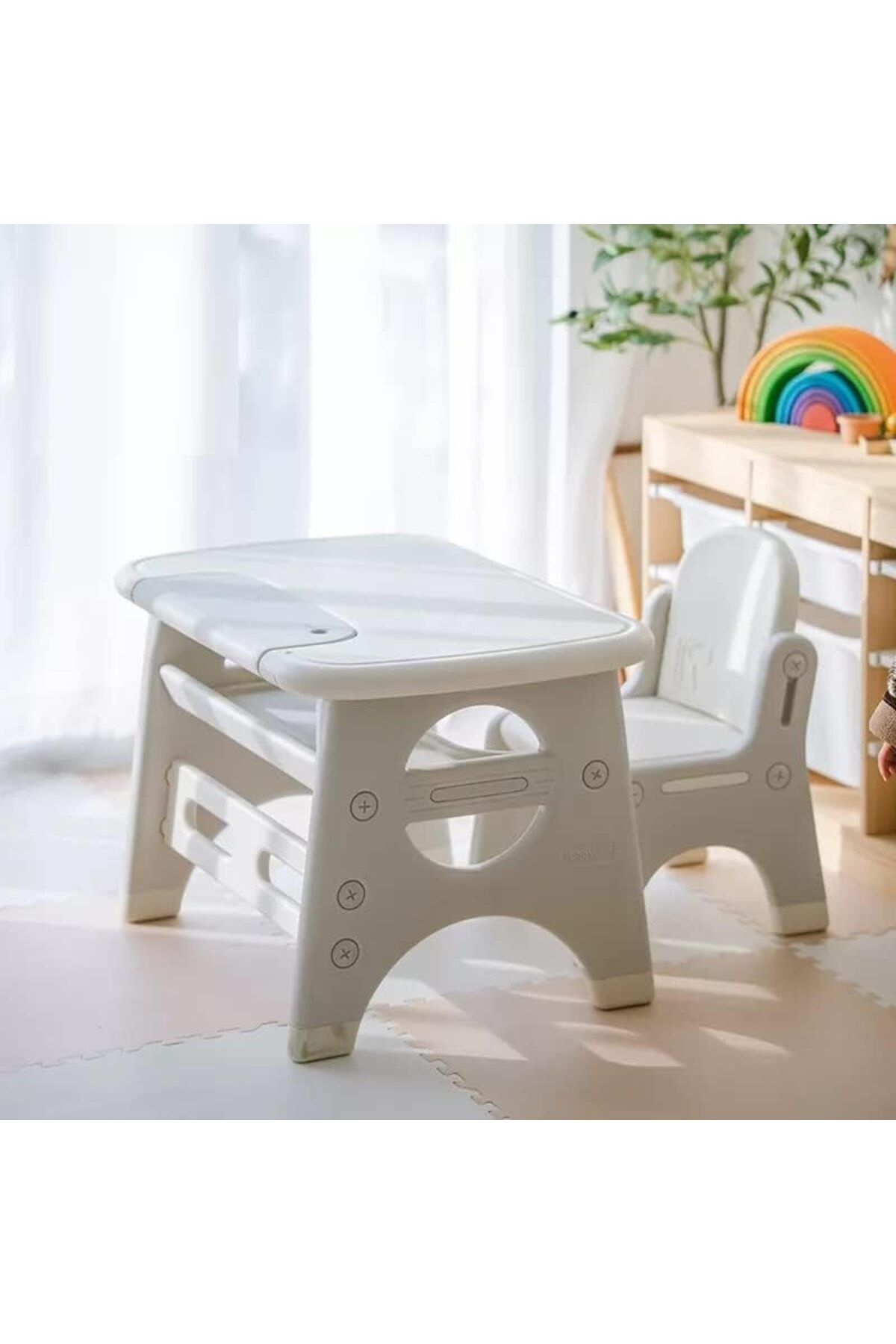 Neo Classic Çocuk Çalışma Masası ve Sandalye Seti - Beyaz, Çocuklar İçin