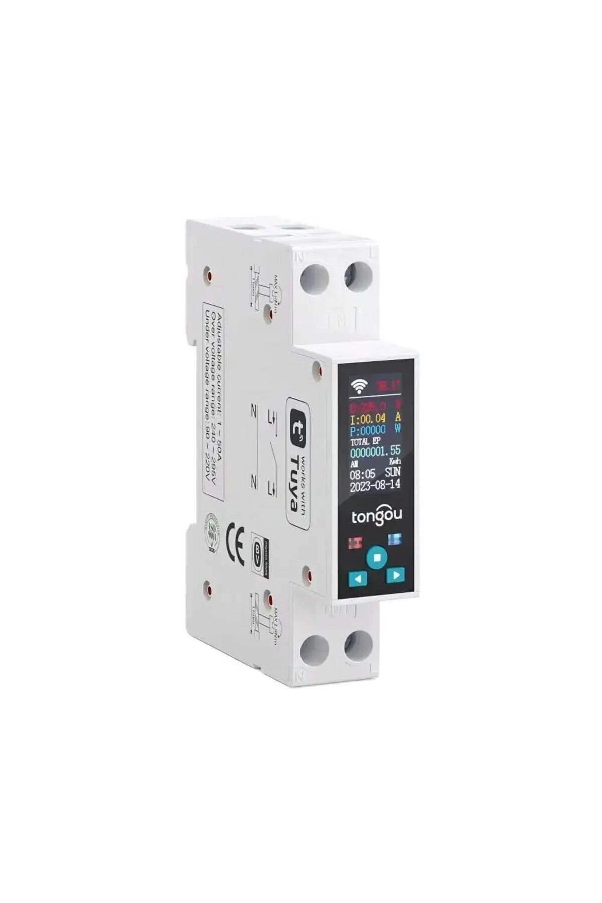TONGOU-1-50a Adjustable 1p 50a Tuya Wifi Smart Switch Circuit Breaker Led Energy Meter Kwh Power Metering T 7