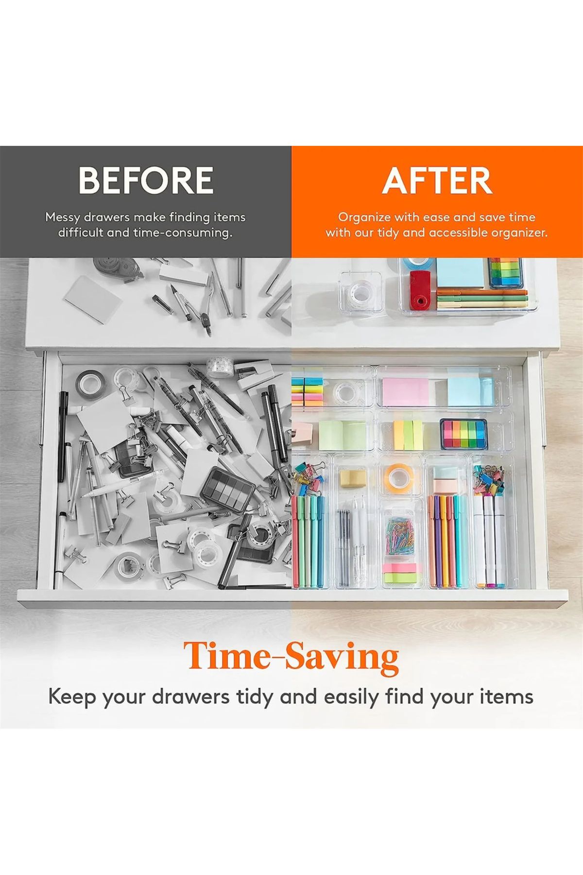 Choice-10-Piece Versatile Drawer Organizer Set - Clear Plastic Trays and Dividers in 4 Sizes for Perfect... 6