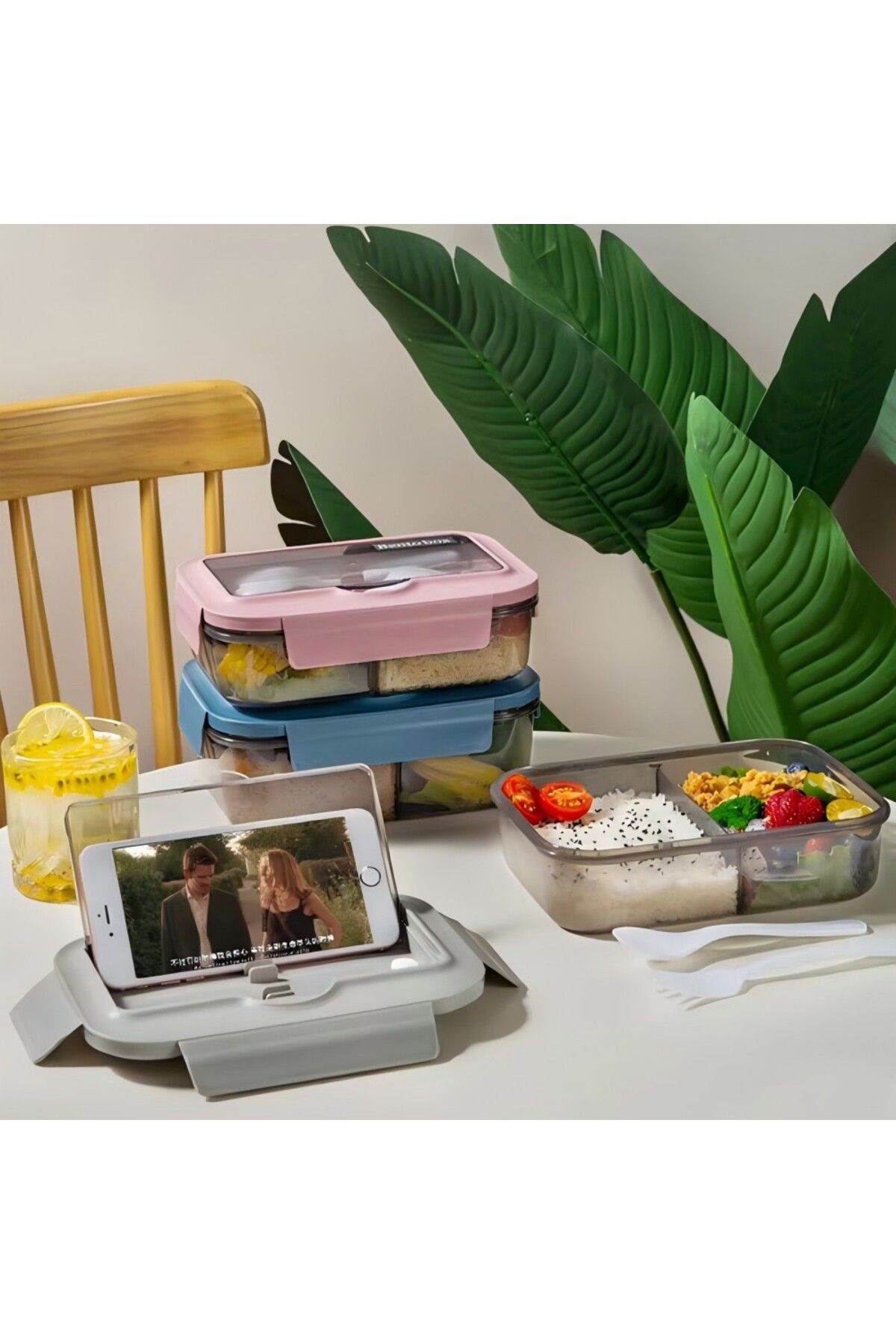 Choice-1pc Lunch Boxes, Tragbare Geteilte Lunchbox, Ins Nordic Style -Box, Getrennte Lunchbox 3
