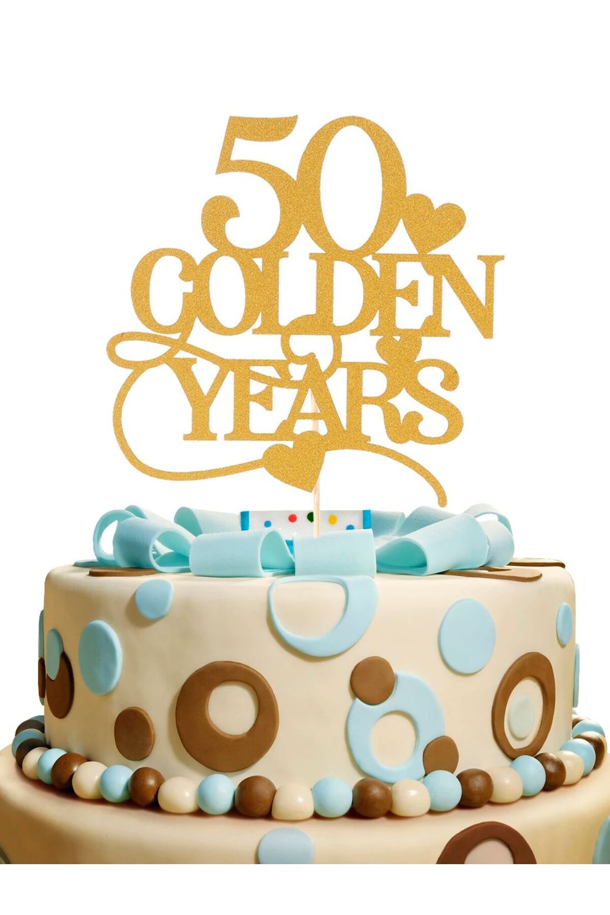 Choice-50thgold Happy 50th Birthday Cake Topper,50th Anniversary Cake Topper，gold Party Decorations 8