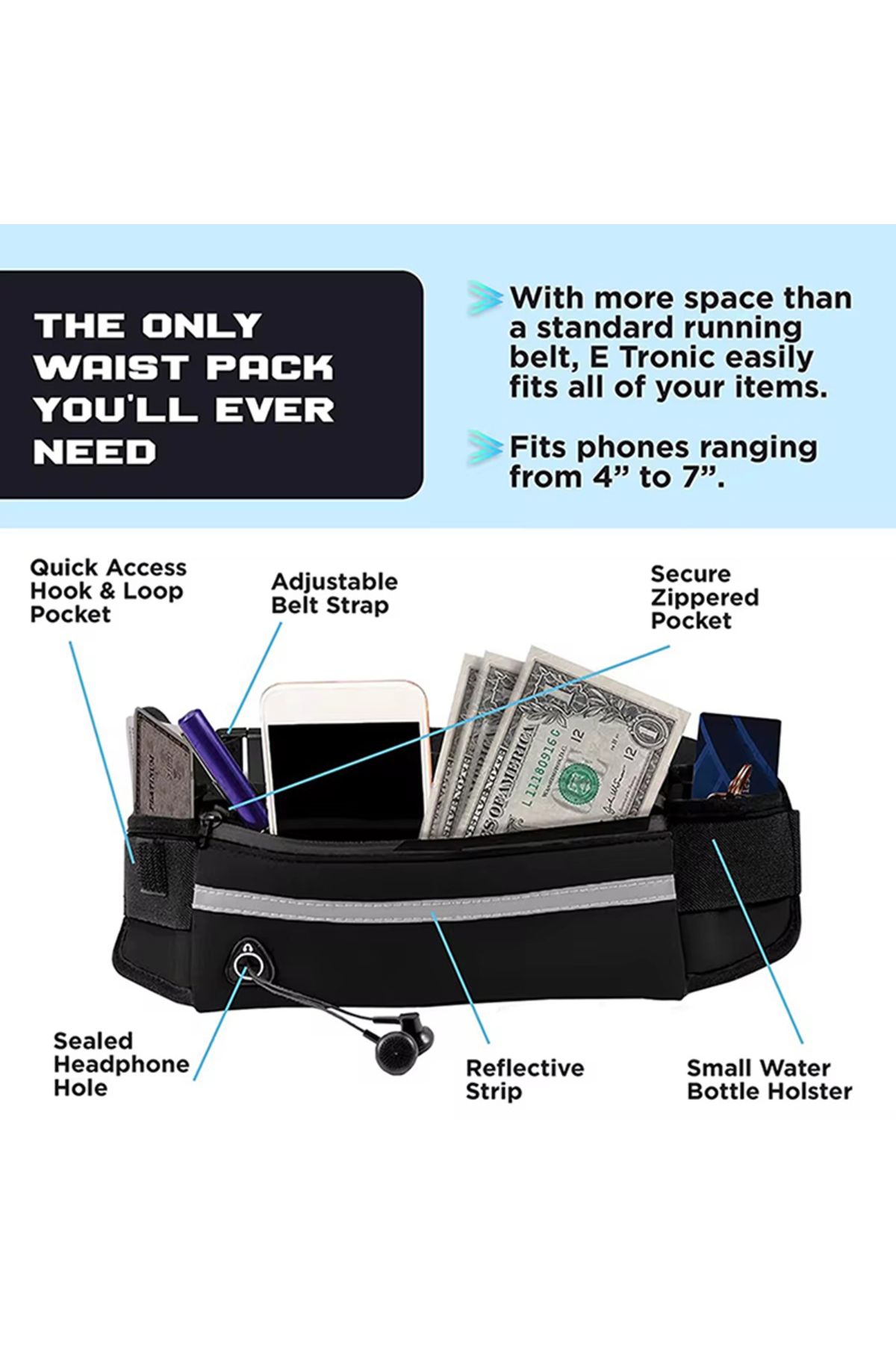 Choice-Hands Free Dog Leash for Running Walking Reflective Leash with Waist Bag Retractable Elastic Belt... 3