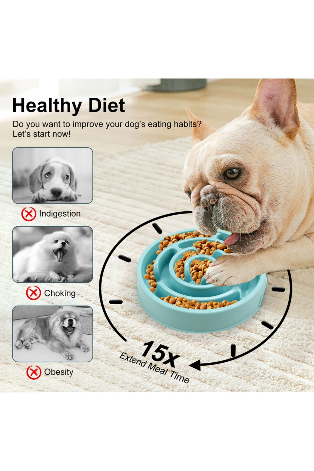 Choice-Pet Dog Slow Feeder Bowl Fun Non Slip Anti-Gulping Slower Food Feeding Dishes Eco Dog Bowl for La... 3