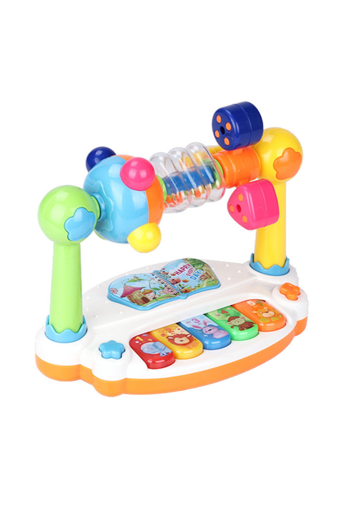 جعبه هدیه‌ی اسباب‌بازی پیانوی کودک، کیبورد موسیقی چرخان با نور و صدا، اسباب‌بازی موزیکال برای نوپاها، آموزش ابتدایی