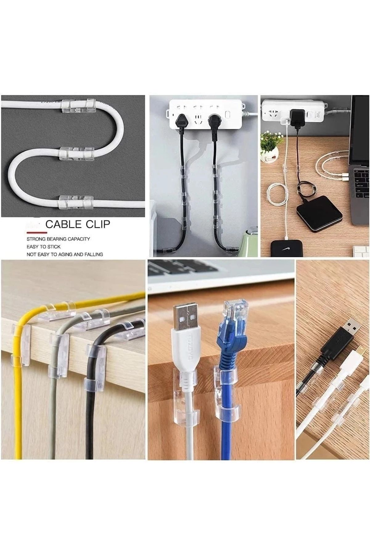 Choice-20/5PCS USB Cable Organizer Clips Wire Winder Holder Earphone Mouse Cord Clip Protector Managemen... 5