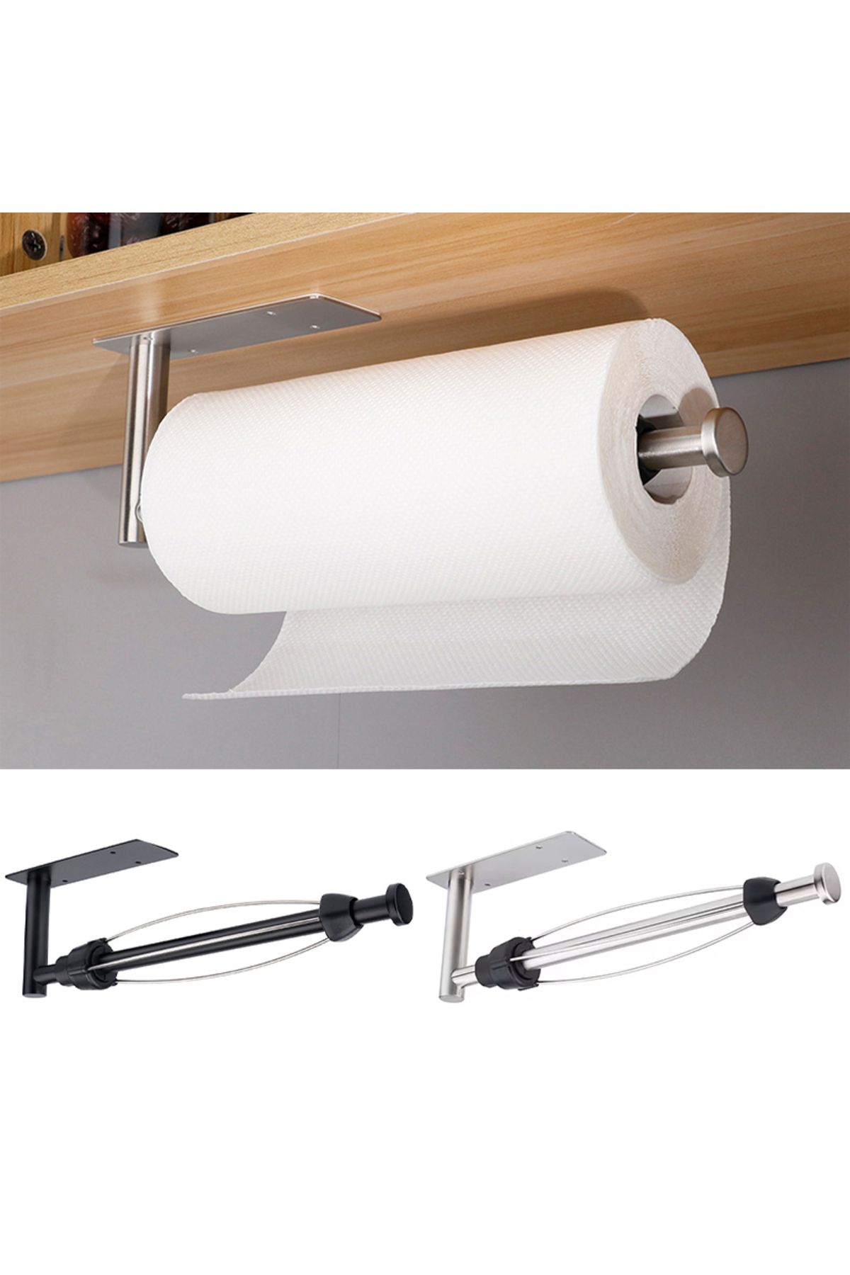 Choice-Paper Roll Holder Wall Mounted Kitchen Organizer Stainless Steel Cling Film Holder Installation T... 2