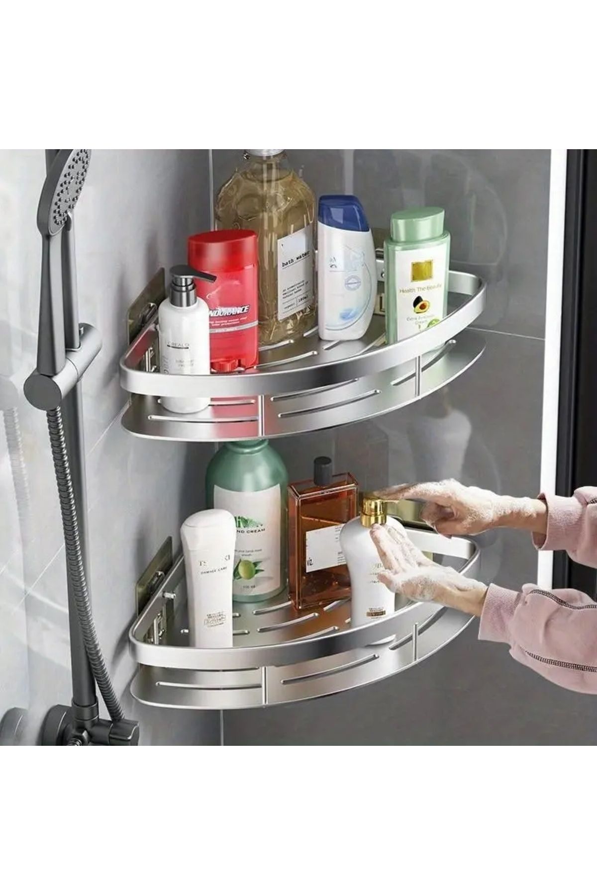 Choice-Bathroom Shelf Aluminum Alloy Shampoo Rack Makeup Storage Organizer Shower Shelf Bathroom Accesso... 4