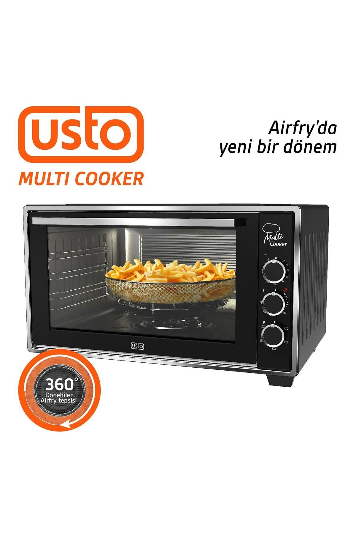 Usto 2115 Airfry Özellikli 50lt Multi Cooker Midi Fırın Siyah