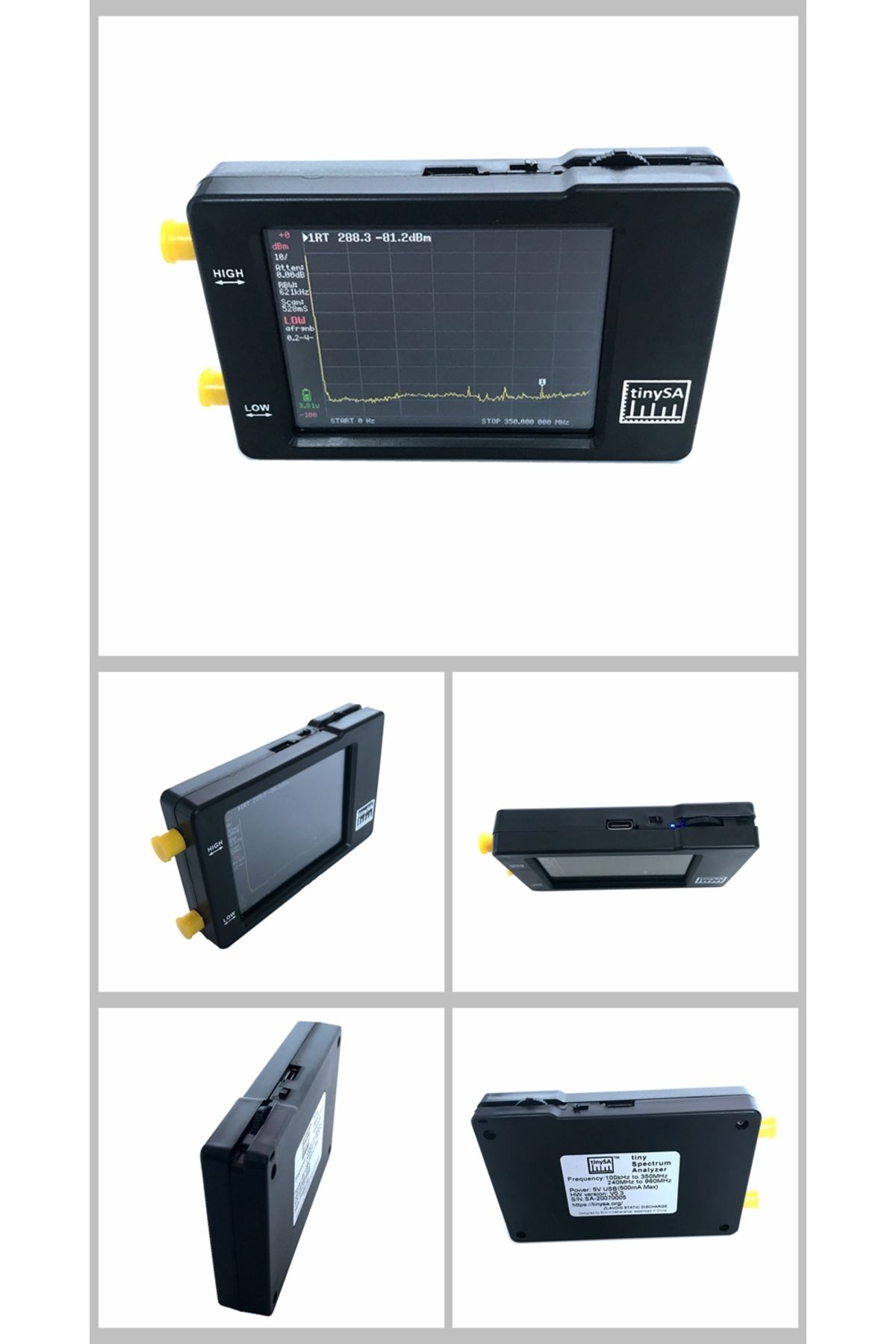 TOOLTOP-Original Hugen Version TinySA 2.8 inch Display 100kHz to 960MHz Hand held Tiny Spectrum Analyzer ... 3