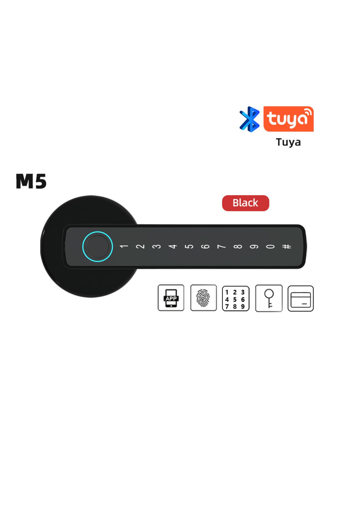 RAYKUBE-M5 Black Tuya Ble Fingerprint Door Lock Digital Electronic Lock With Password/key/ic Card/ S 1