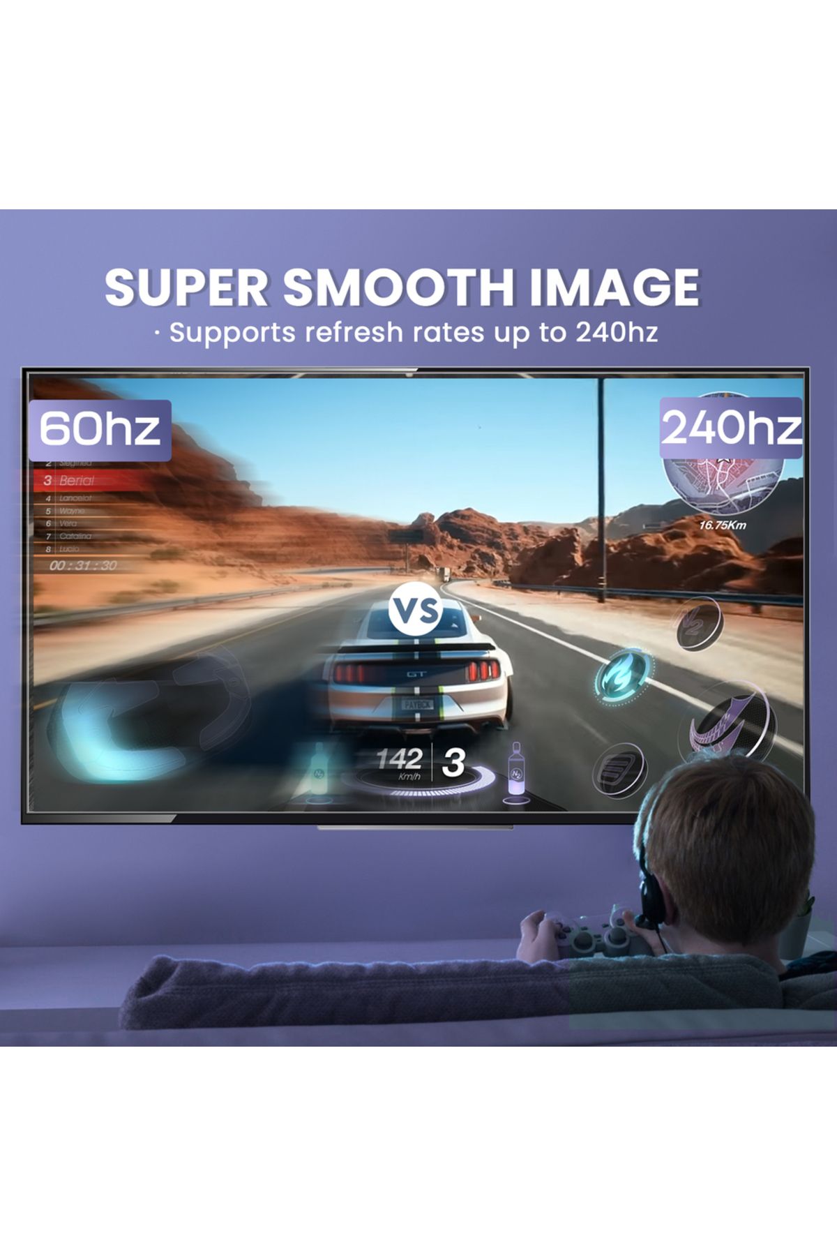 NIERBO-كابل DP 8K بطول 1 متر وكابل DisplayPort 1.4 عالي السرعة 8K@60Hz وG-Sync وFreeSync 4K@144Hz 5