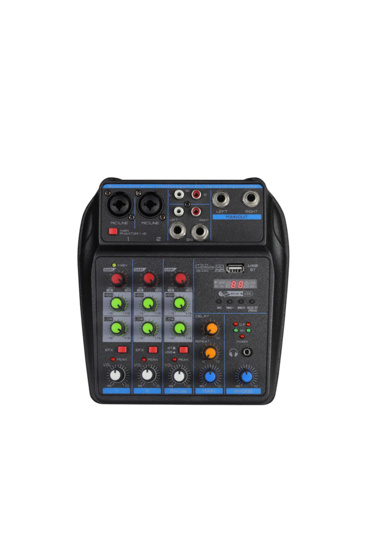 Choice-4 Channel Mixer DJ Mixing Console with Bluetooth 48V Phantom Power Monitor Karaoke System USB Mix... 1