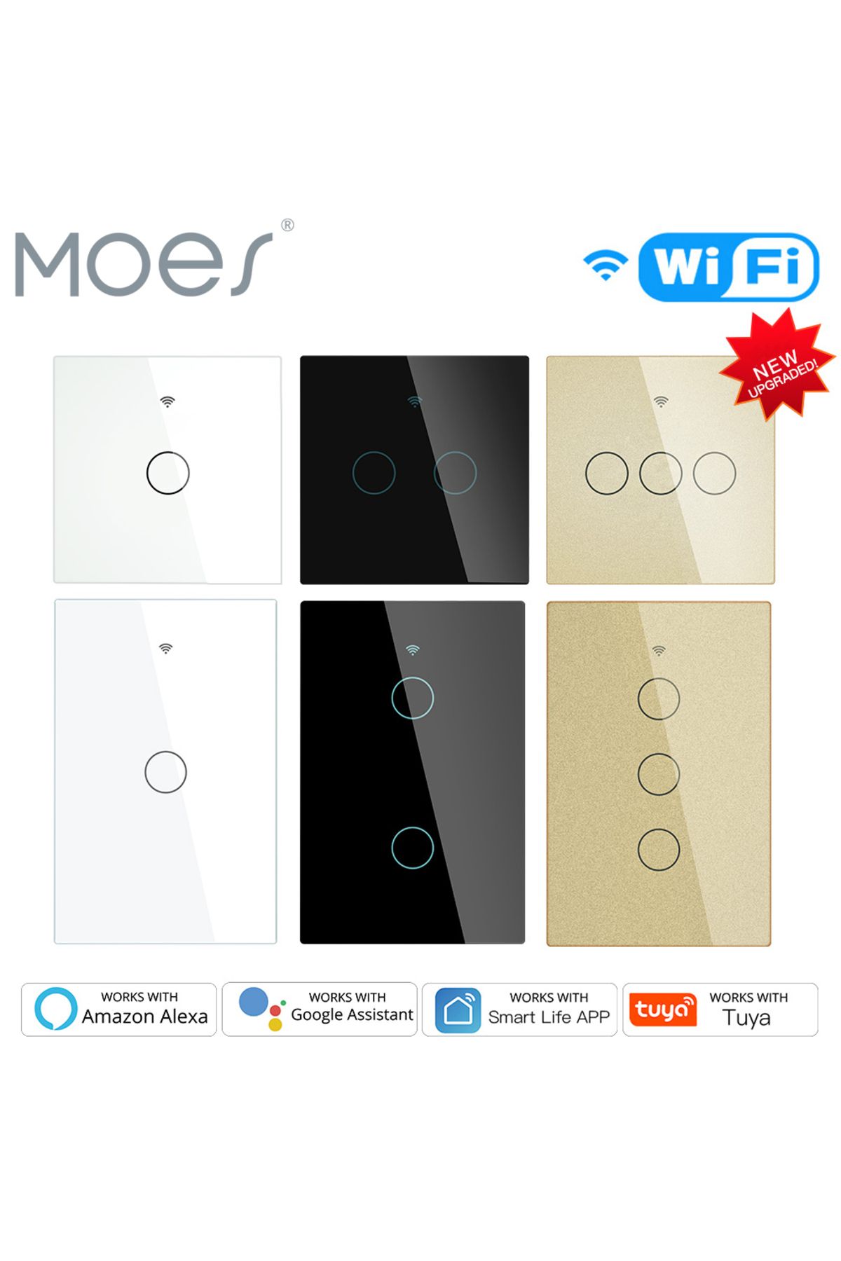 MoesHouse-MOES WiFi Wall Touch Light Switch RF433 Wireless Remote Control Tuya/Smart Life App Backlight Ale... 7