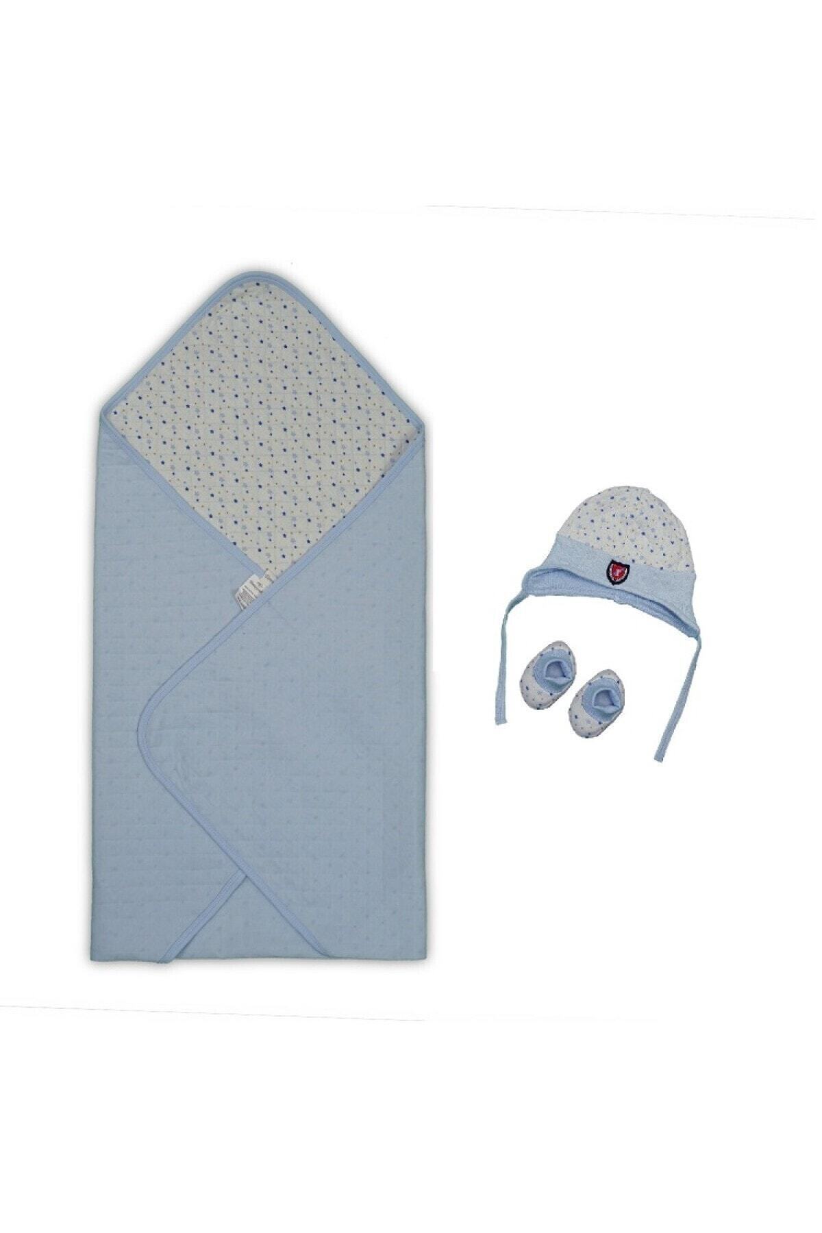 Tomuycuk Kapitone Battaniye Mavi Şapkalı Ayakkabılı Erkek Bebek Örtüsü Puset Örtüsü Oyun Matı fotoğrafı 3 (önizleme)