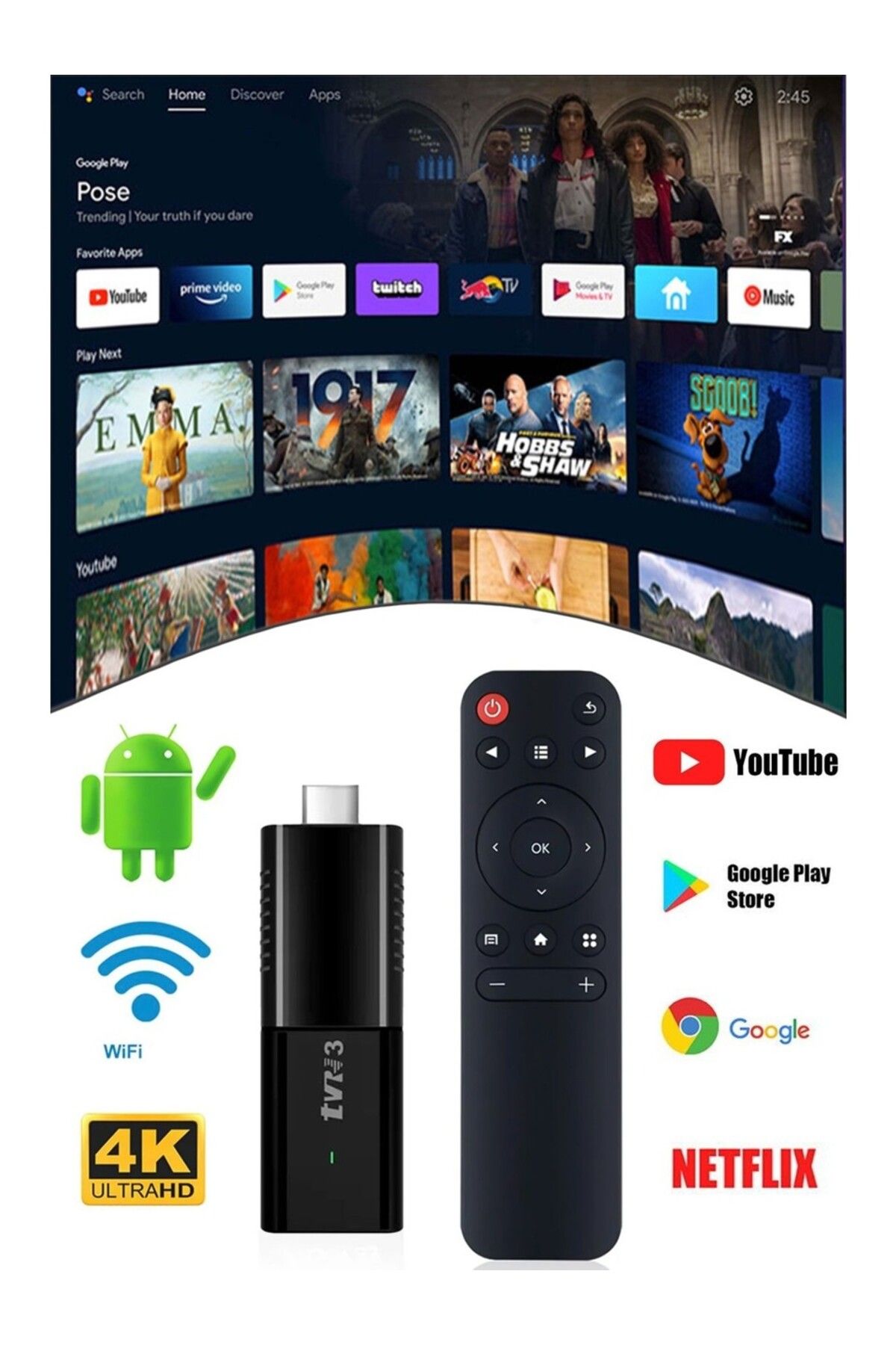 rmz Android Tv Box Tv Stick Android 13 4 Ram 64 Bellek Medya Oynatıcı Smart Tv Wifi Li