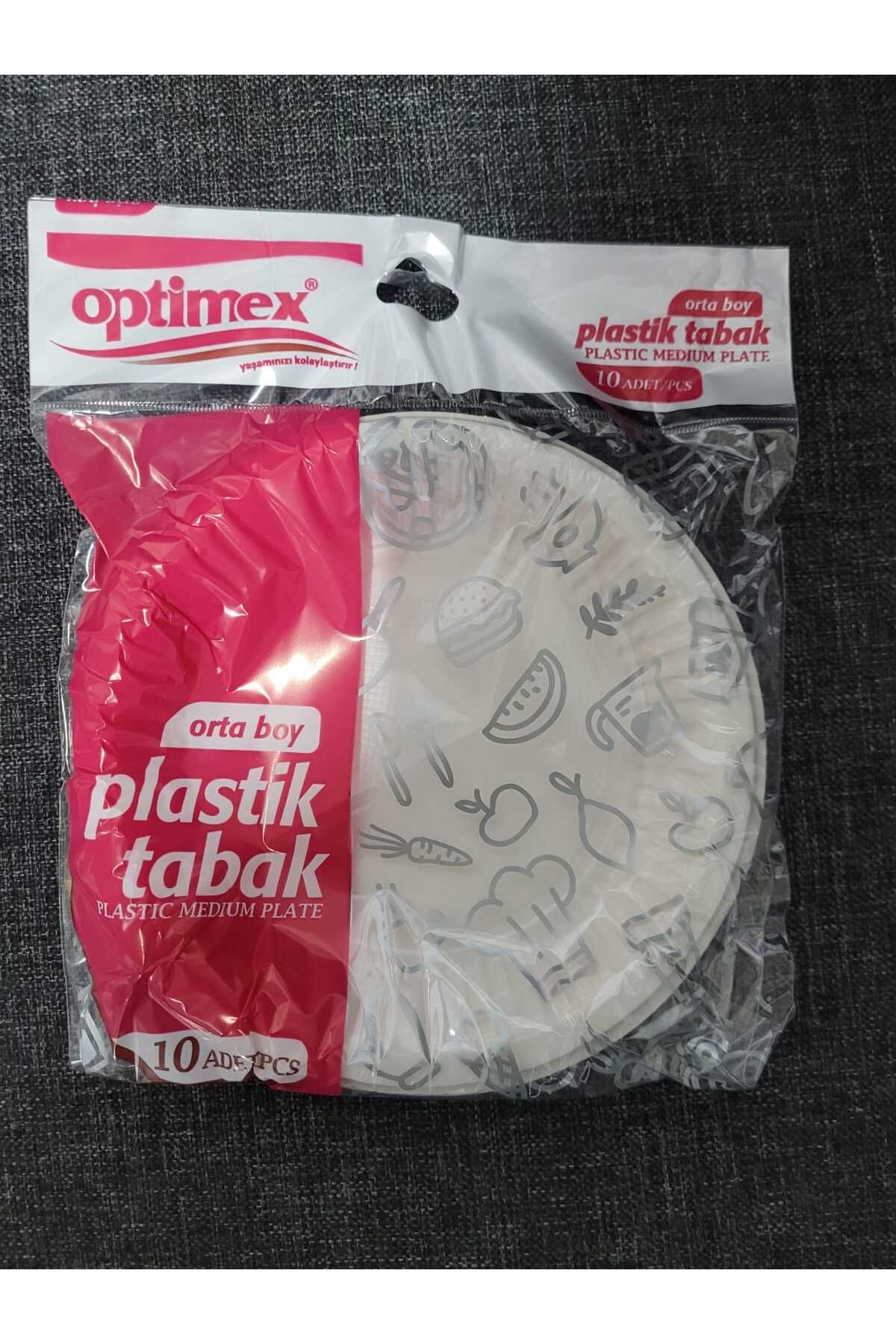 OPTİMEX 10 lu plastik kullan at tabak beyaz (10 paket 100 adet)