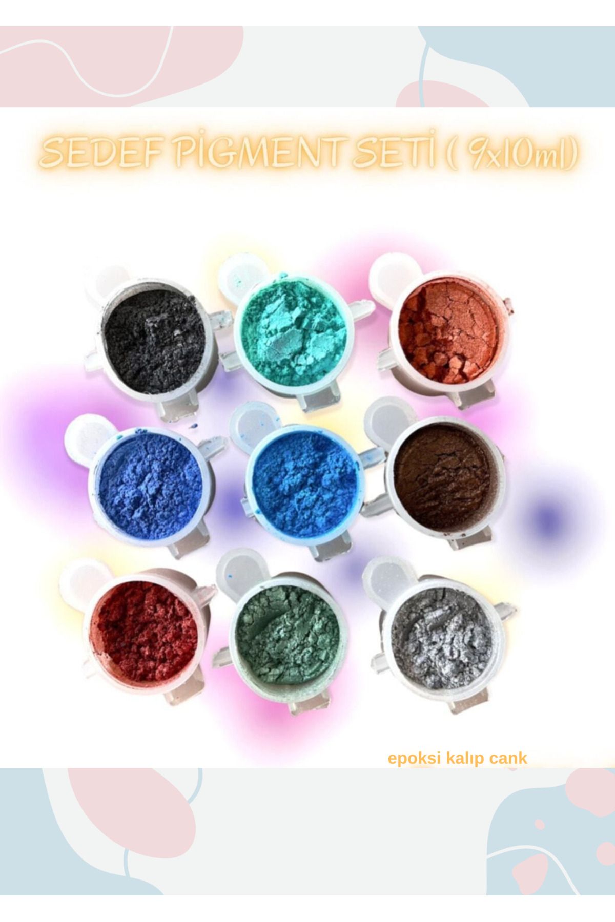 Epoksi Kalıp Epoksi Reçine Mini Sedef Toz Pigment Boya Seti , Epoksi Renk Pigment ( 10ml ) , Cank