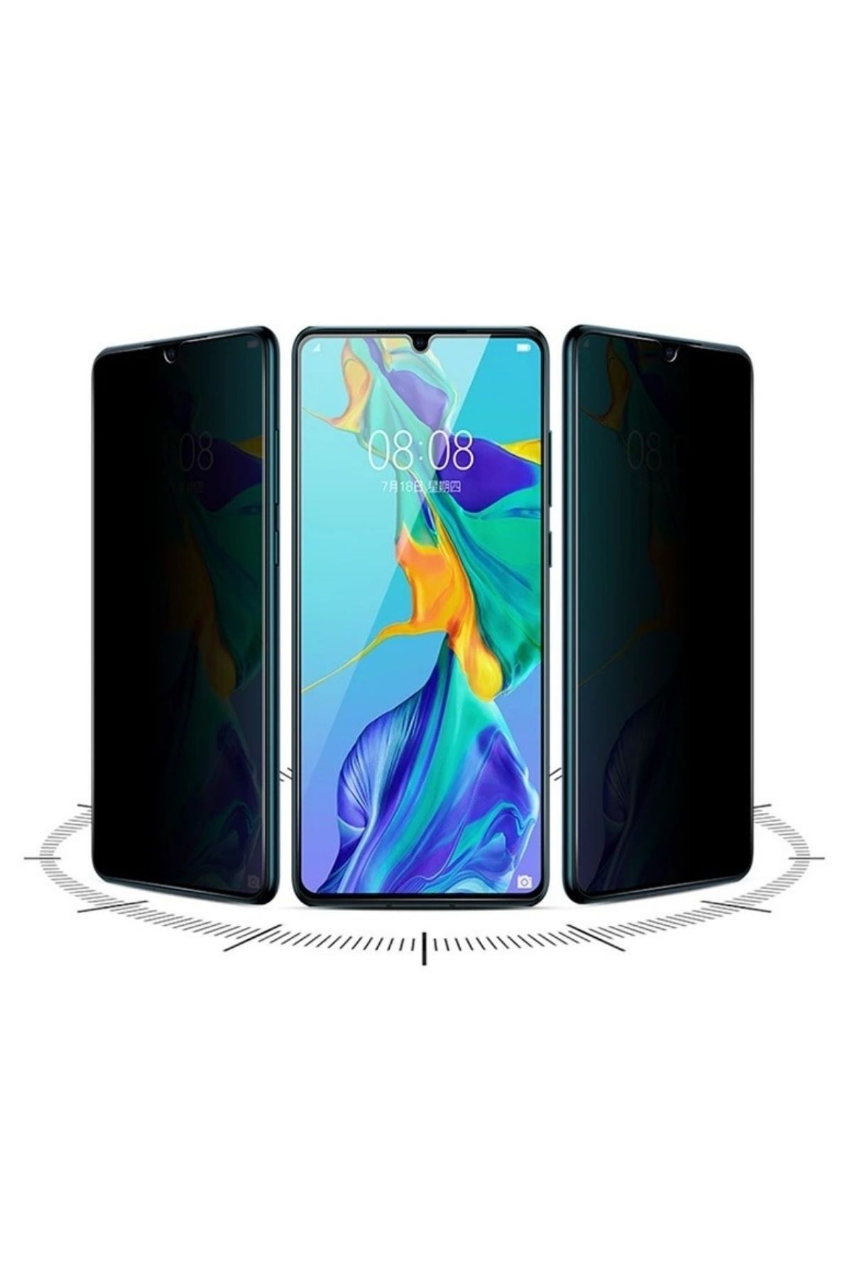 HANPORIUM Infinix Hot 10T Hayalet Ekran Koruyucu 9D Kırılmaz Cam Gizlilik Korumalı - Extra Koruma-Tam Kaplar