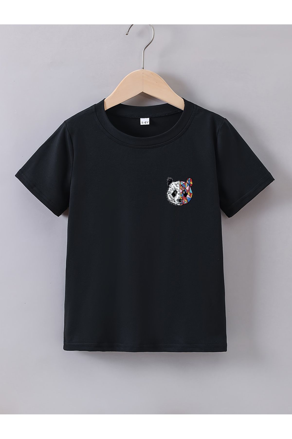 Let's Wear-Exotic Panda Print Short Sleeve T-Shirt, Casual Round Neck Tee Shirt 2