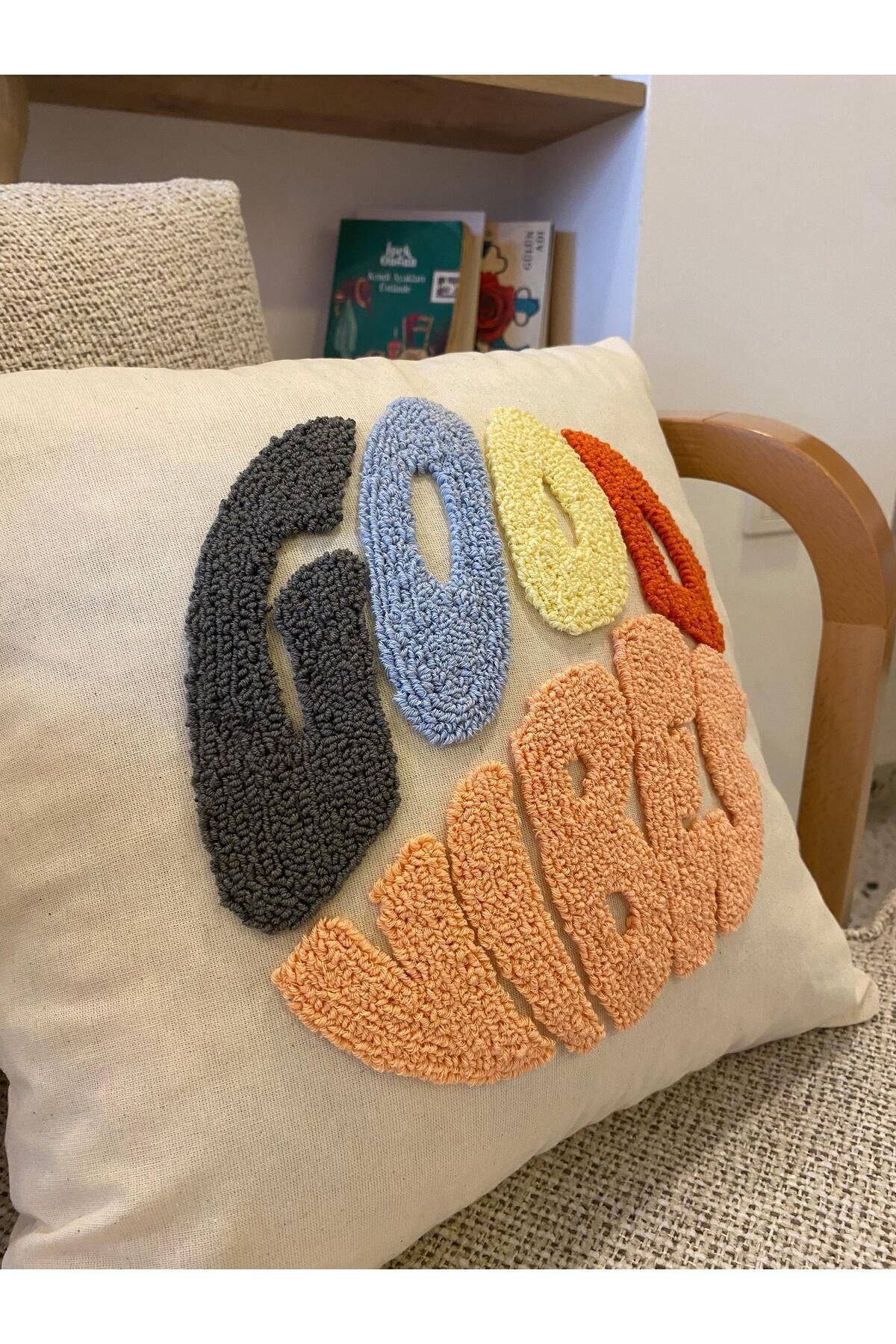 RahanDesign-Good Vibes Punch 41*41cm Cotton Handmade Pillow Case 3