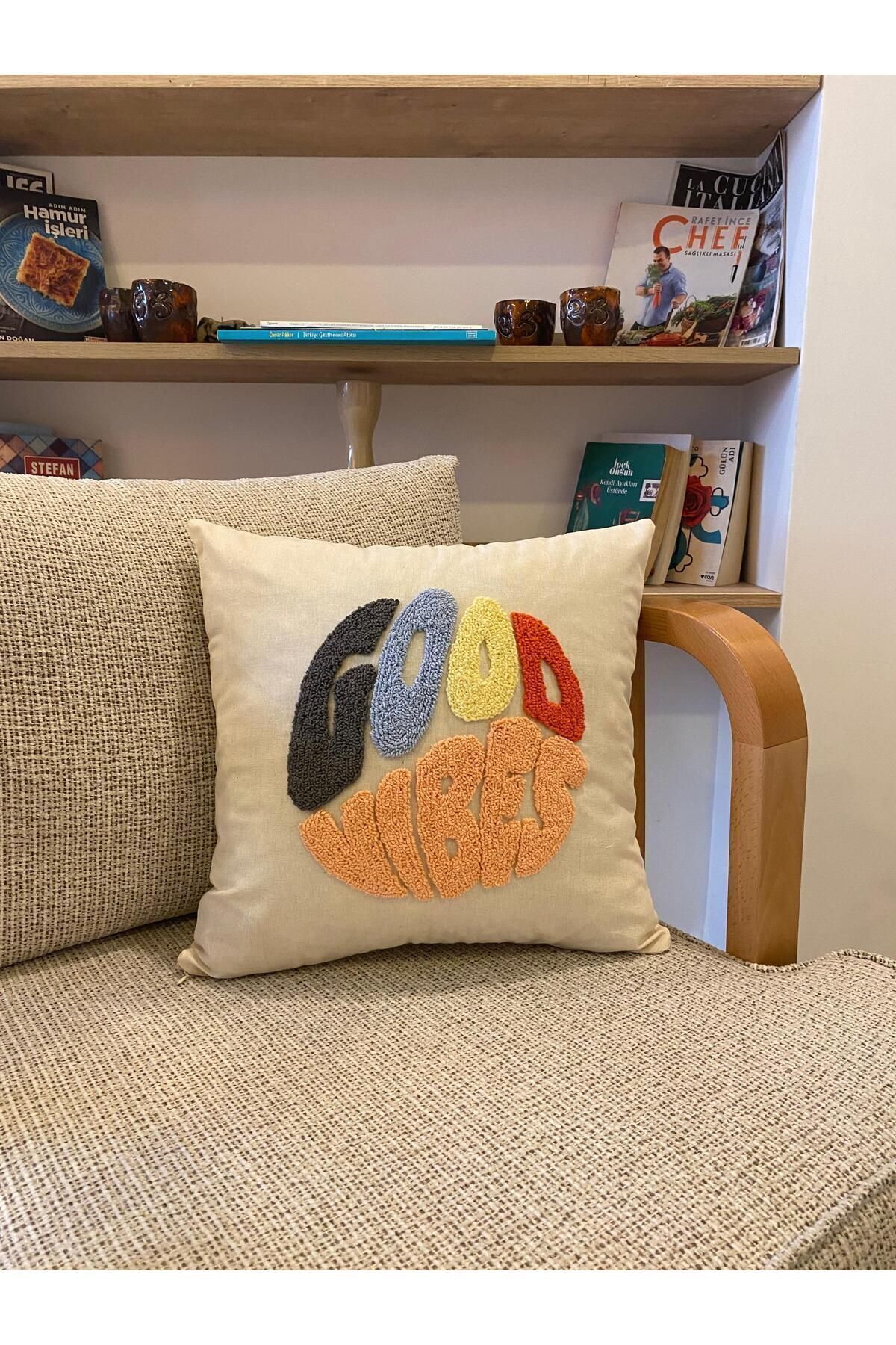 RahanDesign-Good Vibes Punch 41*41cm Cotton Handmade Pillow Case 2