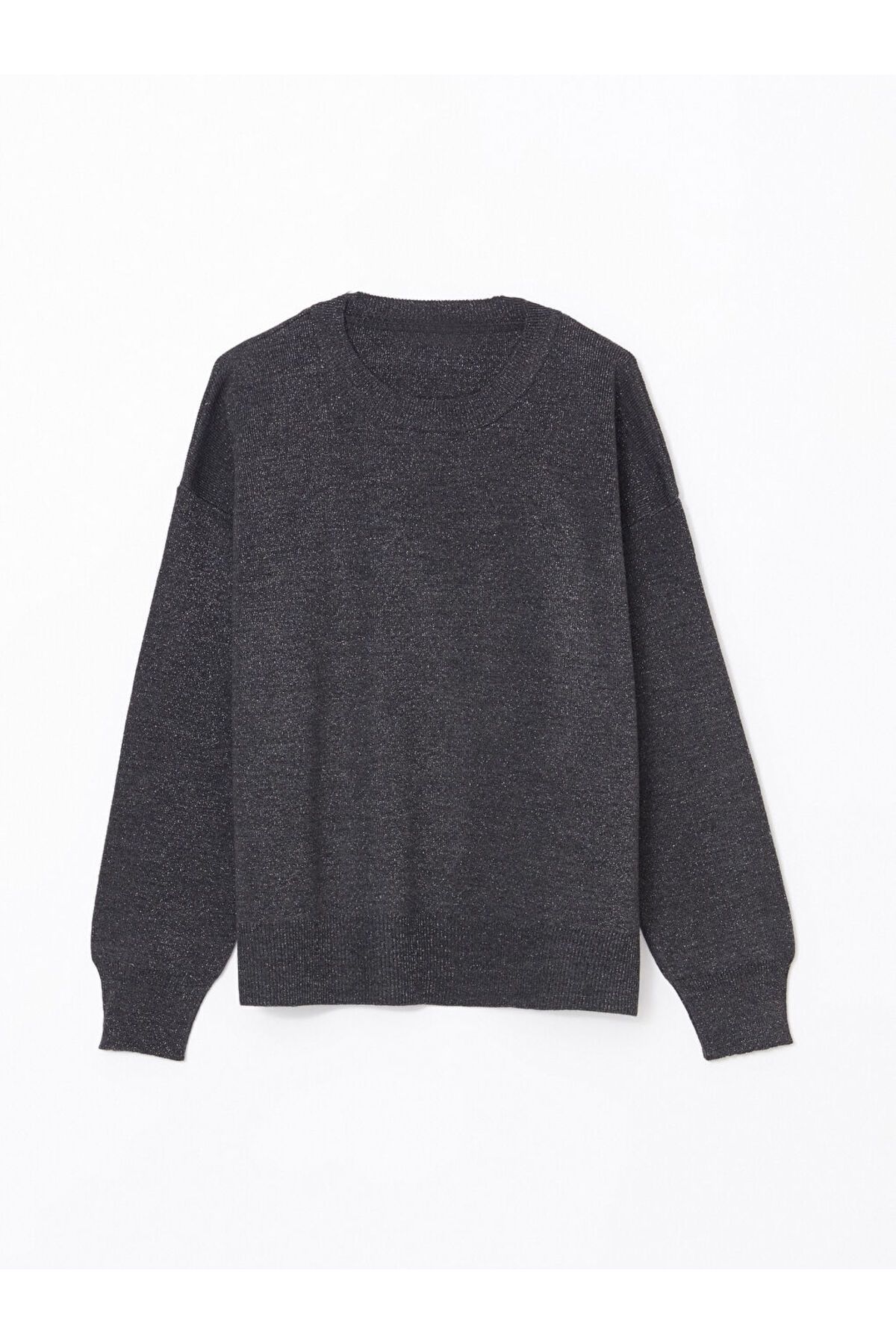 LC Waikiki-Lcw Comfort Anthracite Crew Neck Shiny Look Women's Knitwear Sweater 5