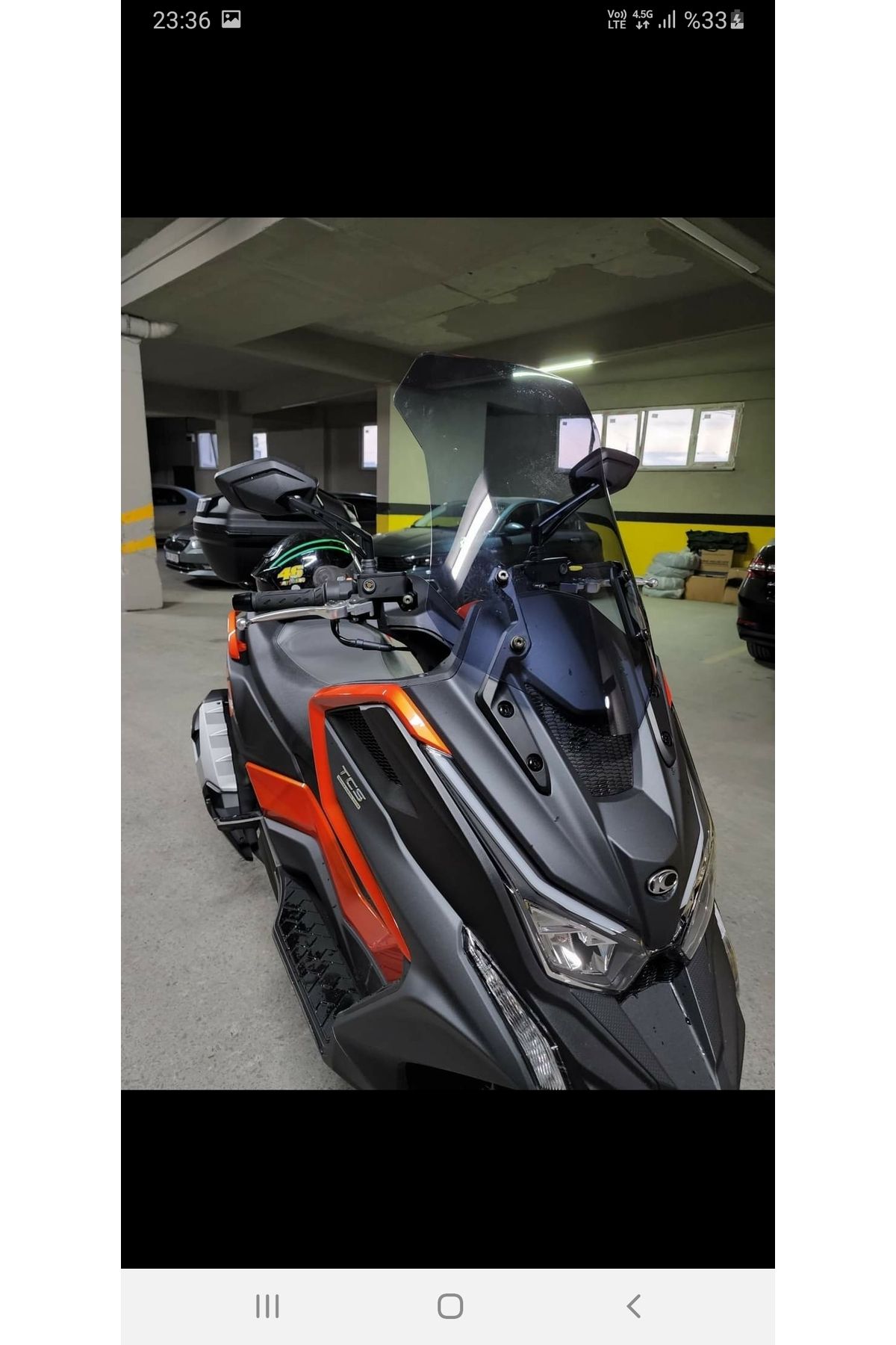 Kymco DTX 360 Siperlik Ön Cam 2021-2023 Model 55cm Füme Renkli 4mm ORTA BOYLU CAM