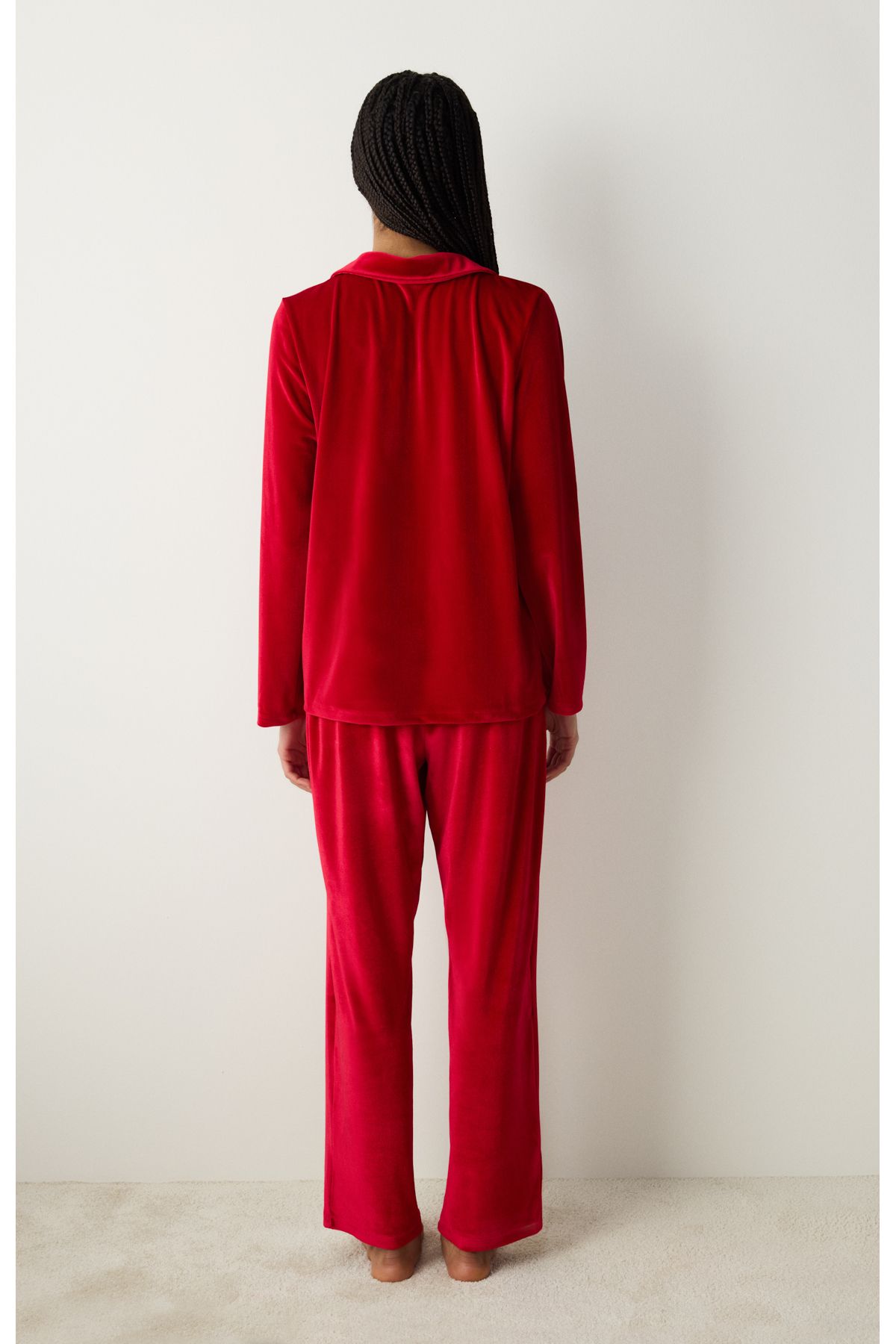 Penti-Red Velvet Shirt Pants Pajama Set 4
