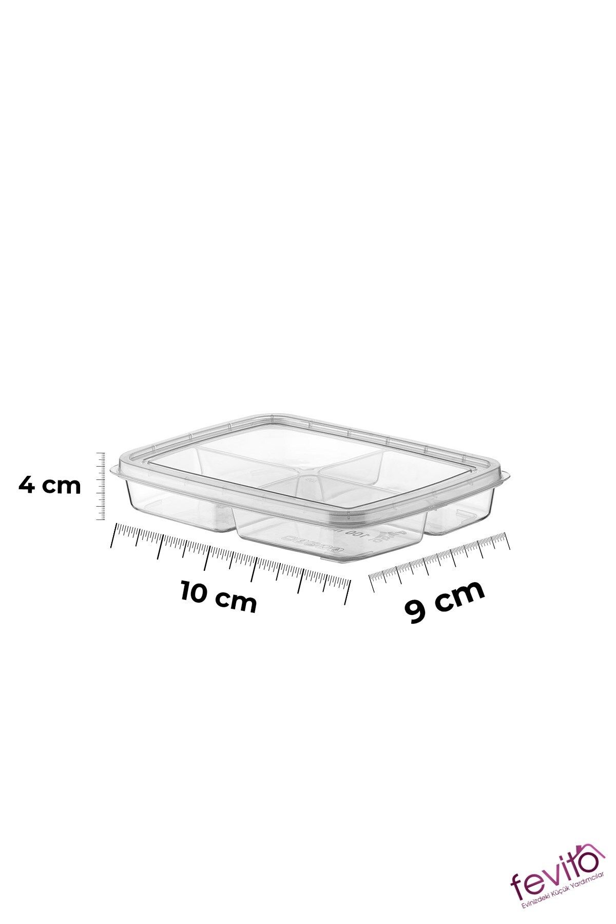 Fevito-Set of 4 Storage Containers, Which Can Be Used in Microwave and Freezer, White S-411 4