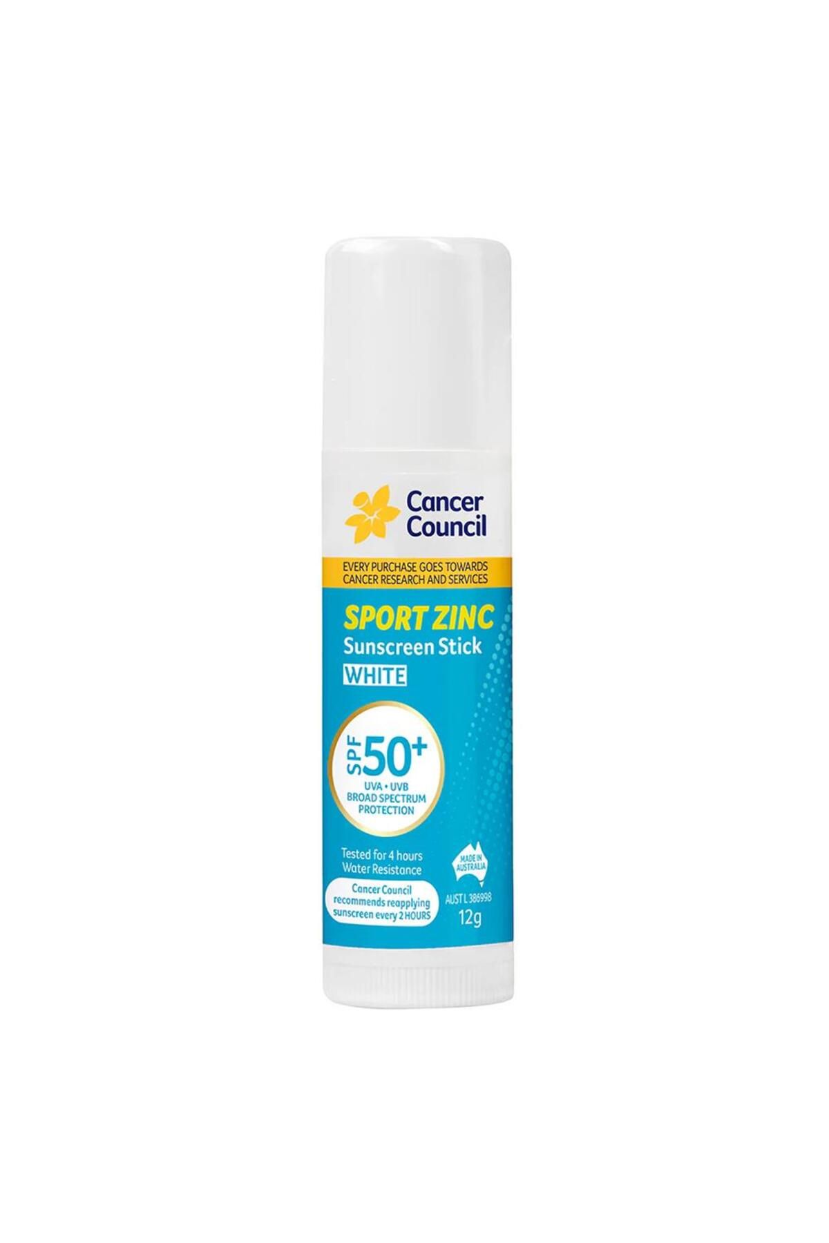 Cancer Council SPF50+ Sport Zinc Sunscreen Stick White Stick Güneş Kremi 12Gr