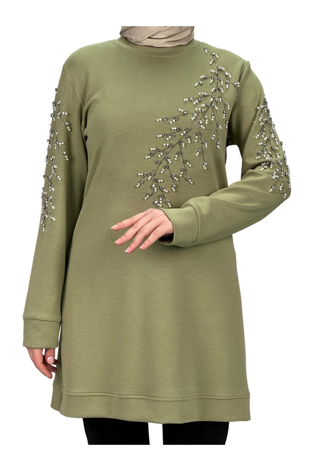 ottoman wear-Green Plus Size Spring Branch Tunic - Otw2124 3
