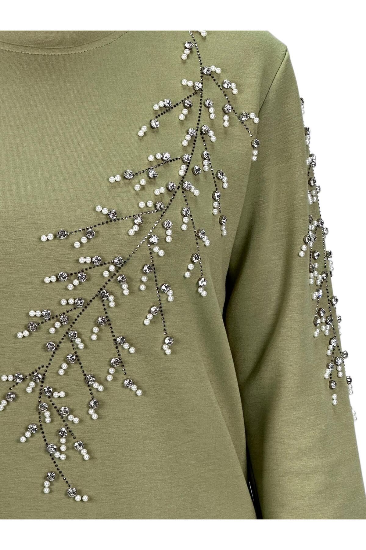ottoman wear-Green Plus Size Spring Branch Tunic - Otw2124 6