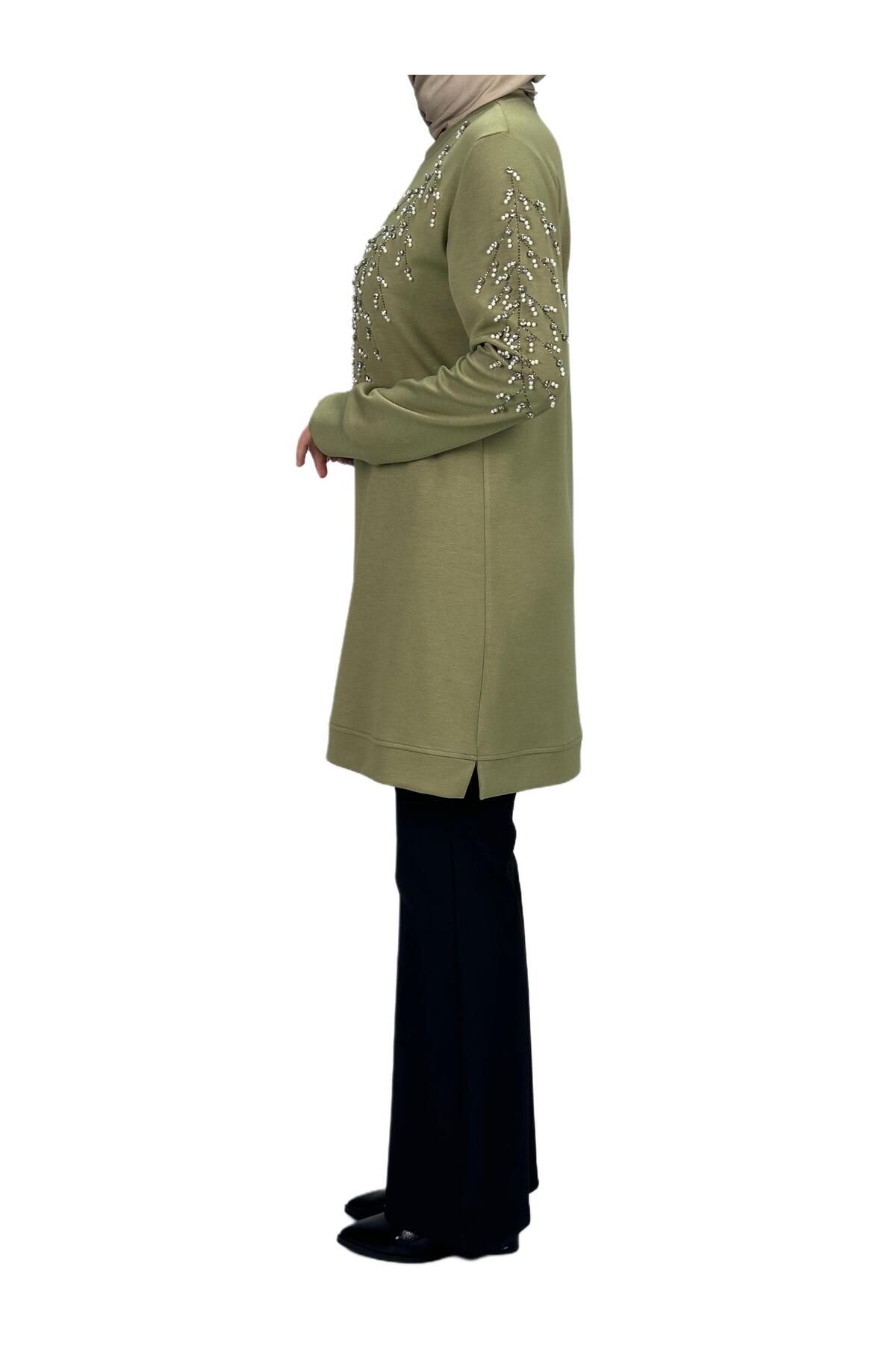 ottoman wear-Green Plus Size Spring Branch Tunic - Otw2124 5