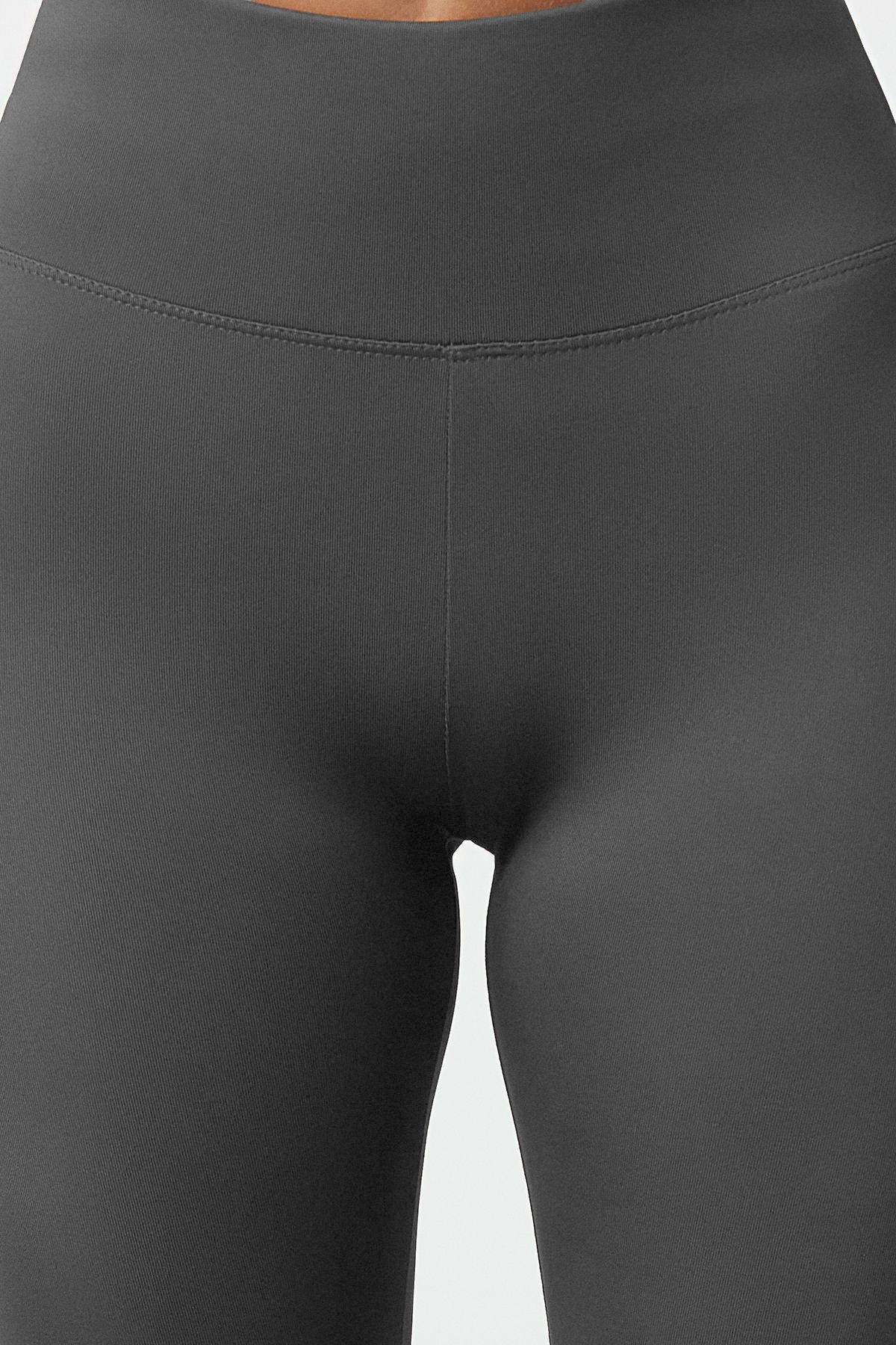 Trendyol Collection-Anthrazitfarbene gestrickte Sportstrumpfhose mit breiter Taille und extra Erholung in voller Länge TWOAW21TA0029 4