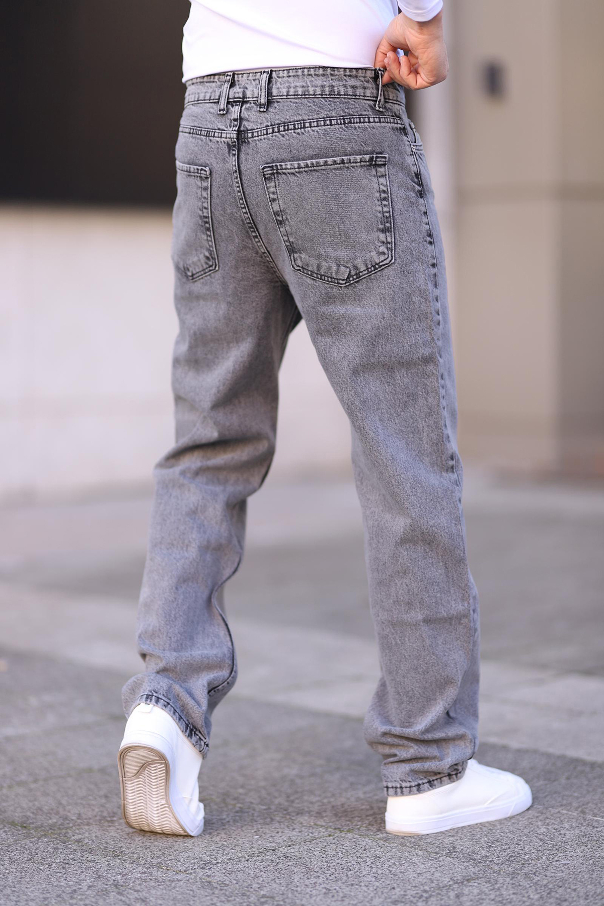  TRENDYOL MAN Gri %100 Pamuk Baggy Fit Jeans Kot Pantolon