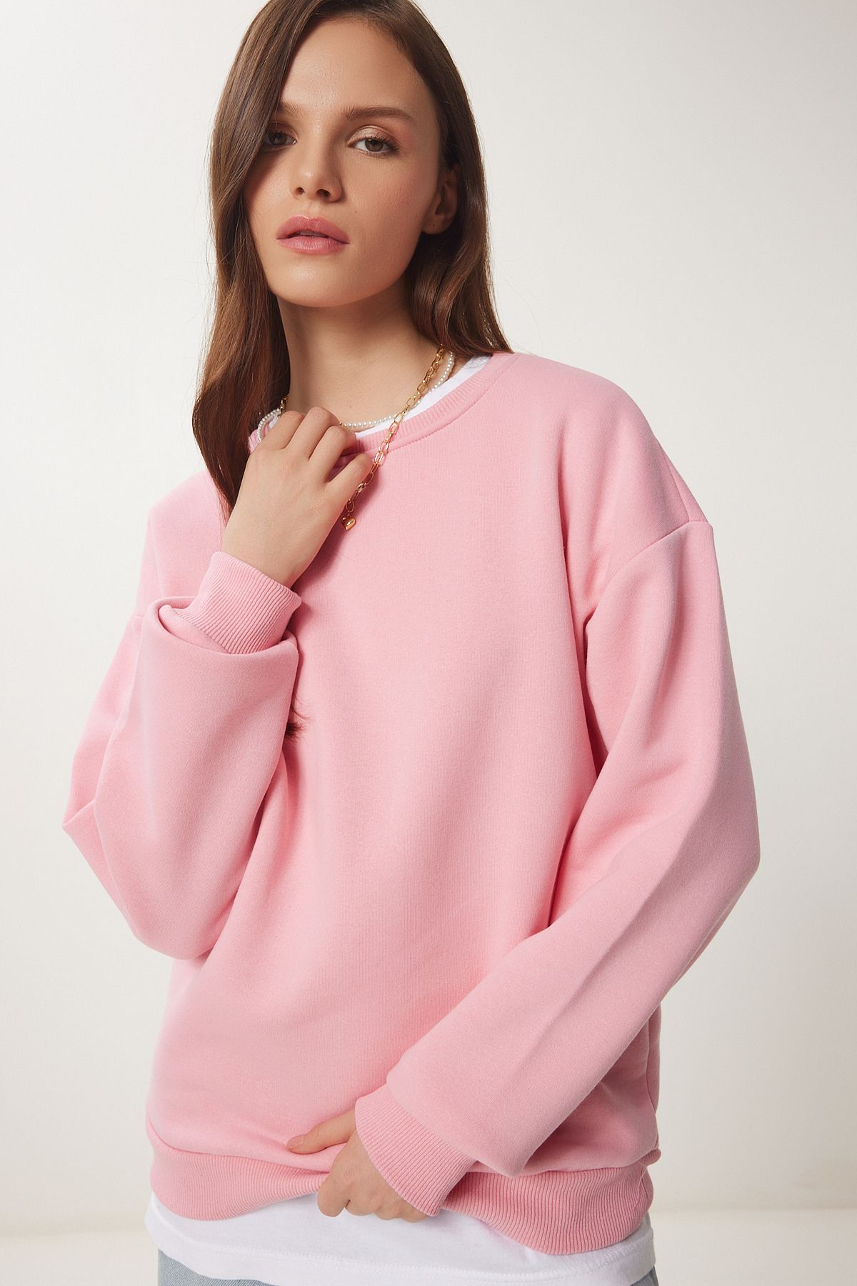Happiness İstanbul Bluza Damska Basic W Kolorze Różowego Węgla Drzewnego Kobieta - 36