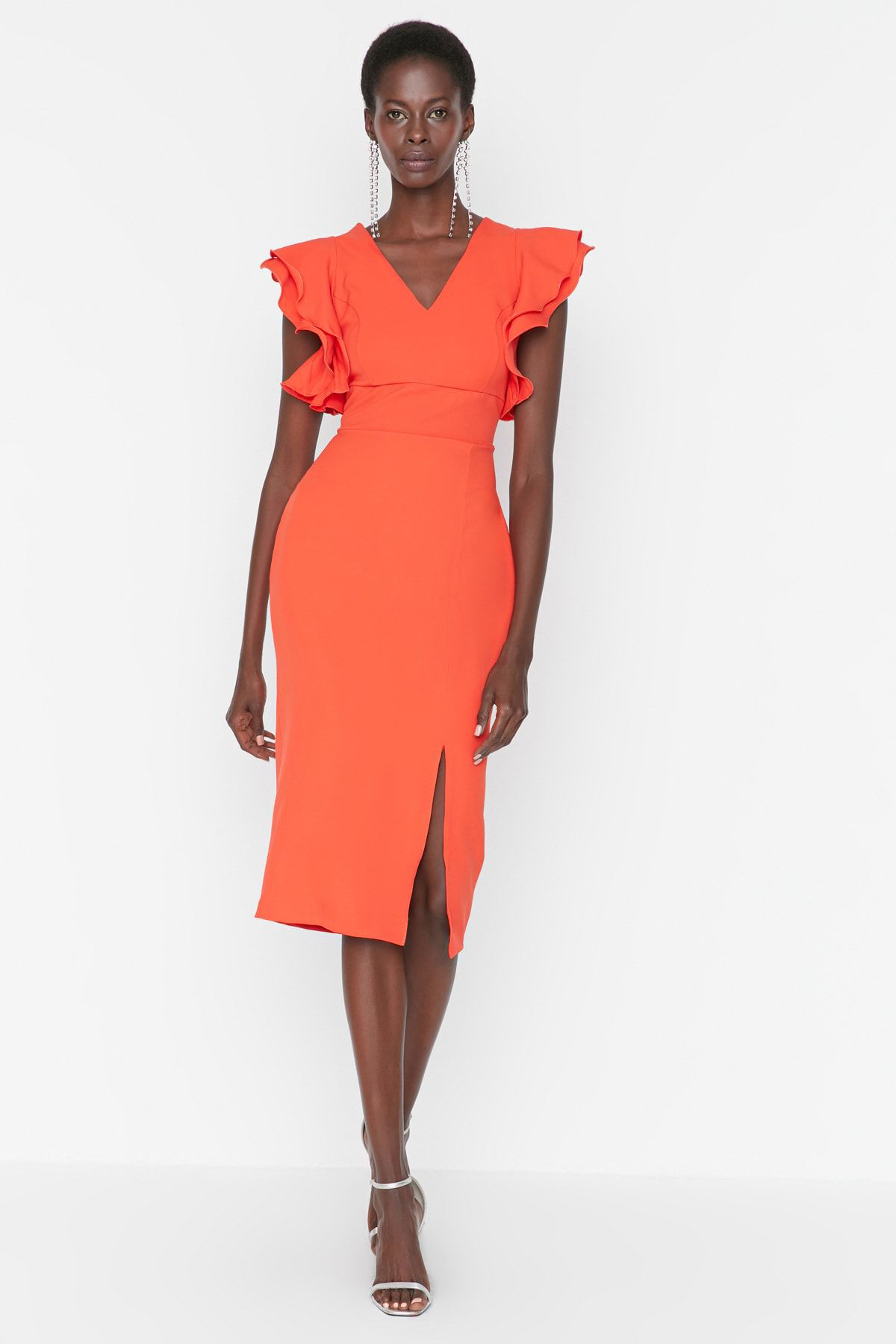 Trendyol Collection Sukienka wieczorowa na bal z podszewką z kwiatu granatu