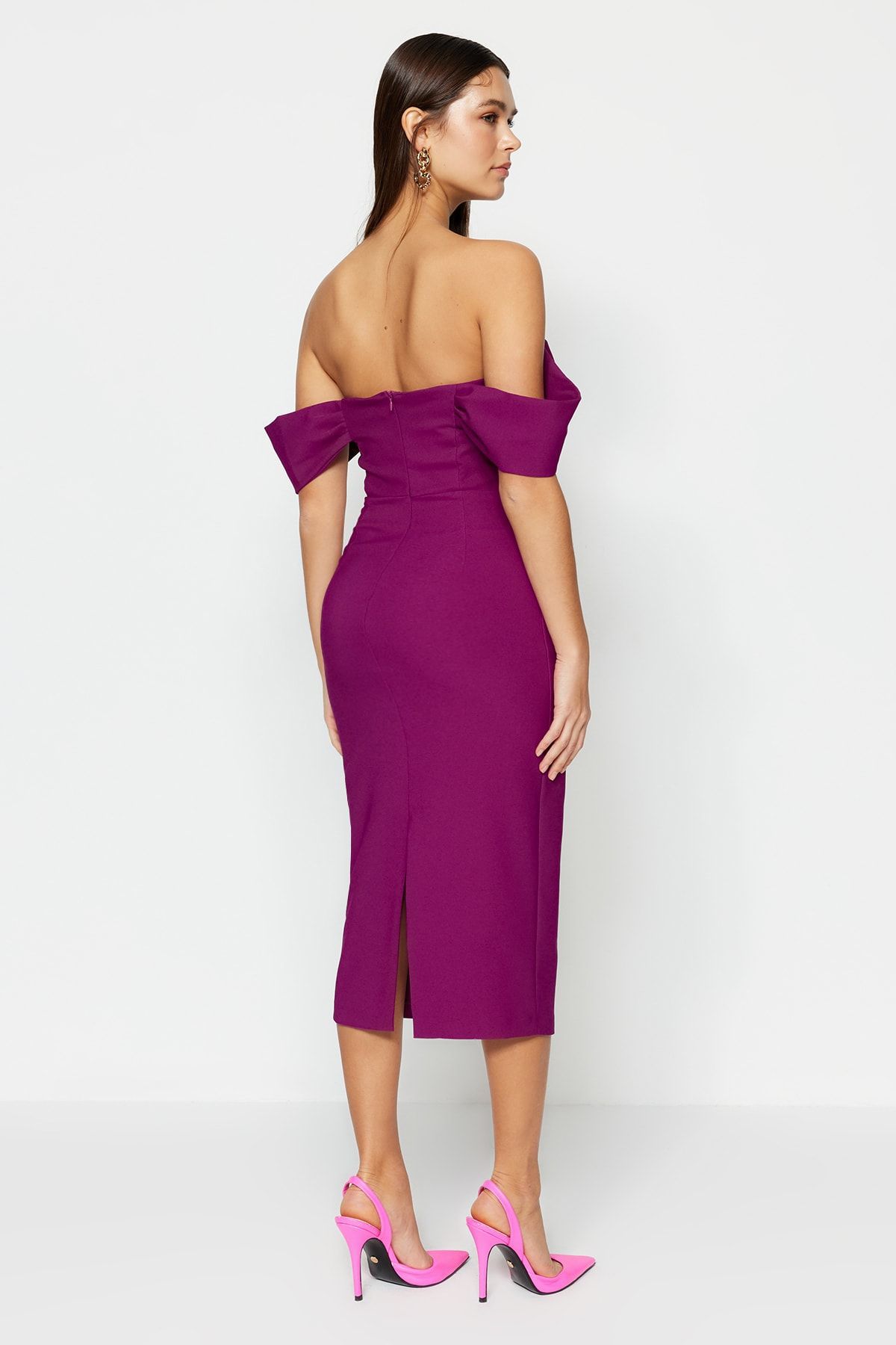 Trendyol Collection-Figurformendes, lila Korsett-Abendkleid - TPRSS22EL00097 5