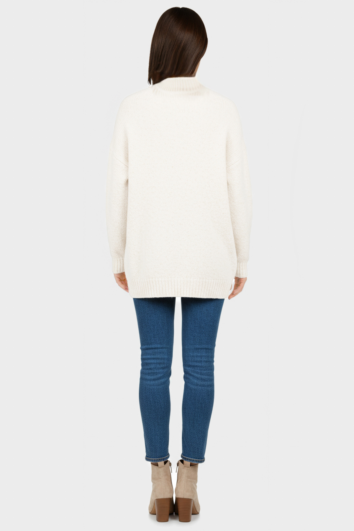 Trendyolmilla  Ekru*001 Geniş Kalıp Yumuşak Dokulu Dik Yaka Triko Kazak TWOAW23KZ00469 - Görsel 7