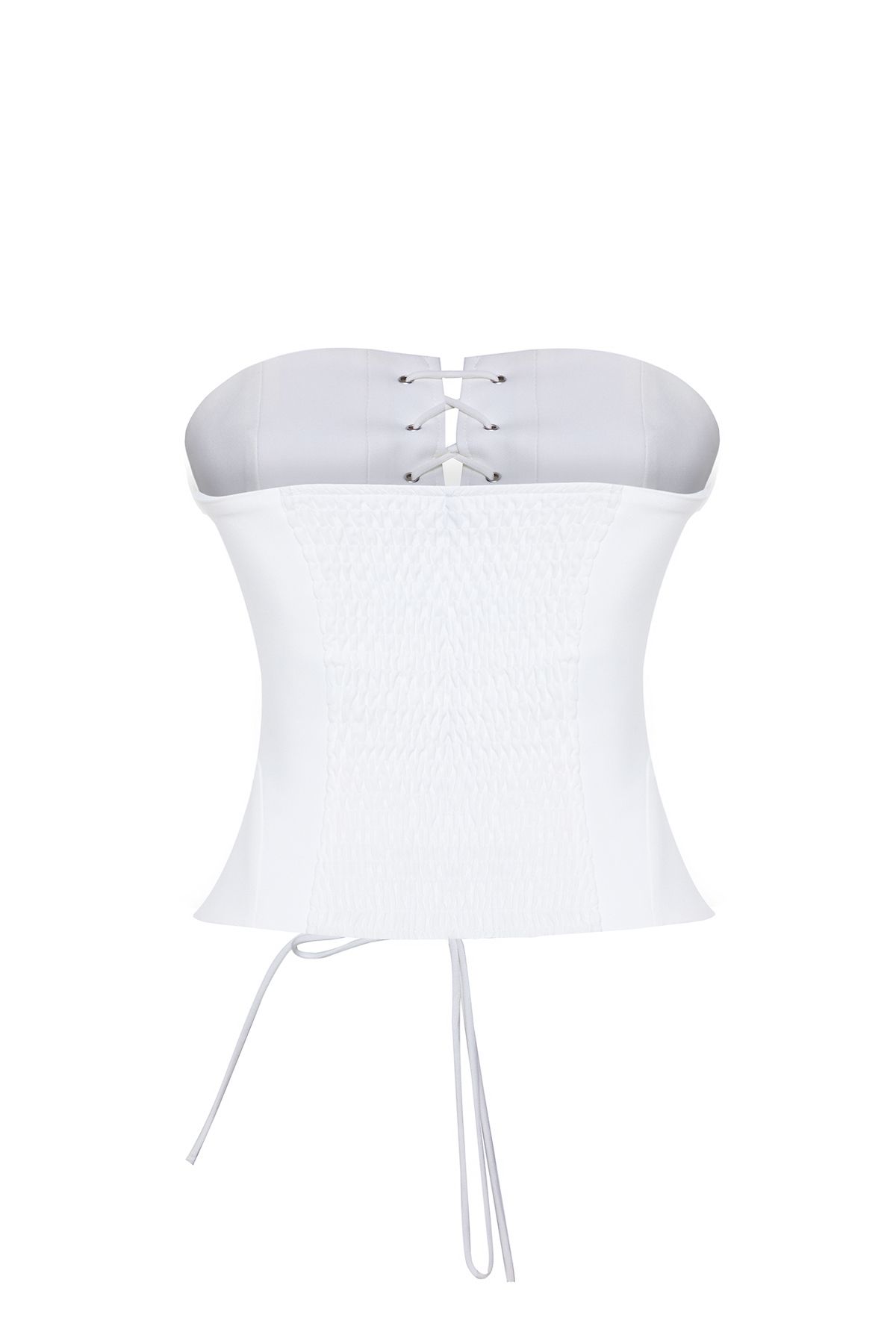 Trendyol Collection-Бяло тъкано бюстие без презрамки Tprss25Bs00006 7