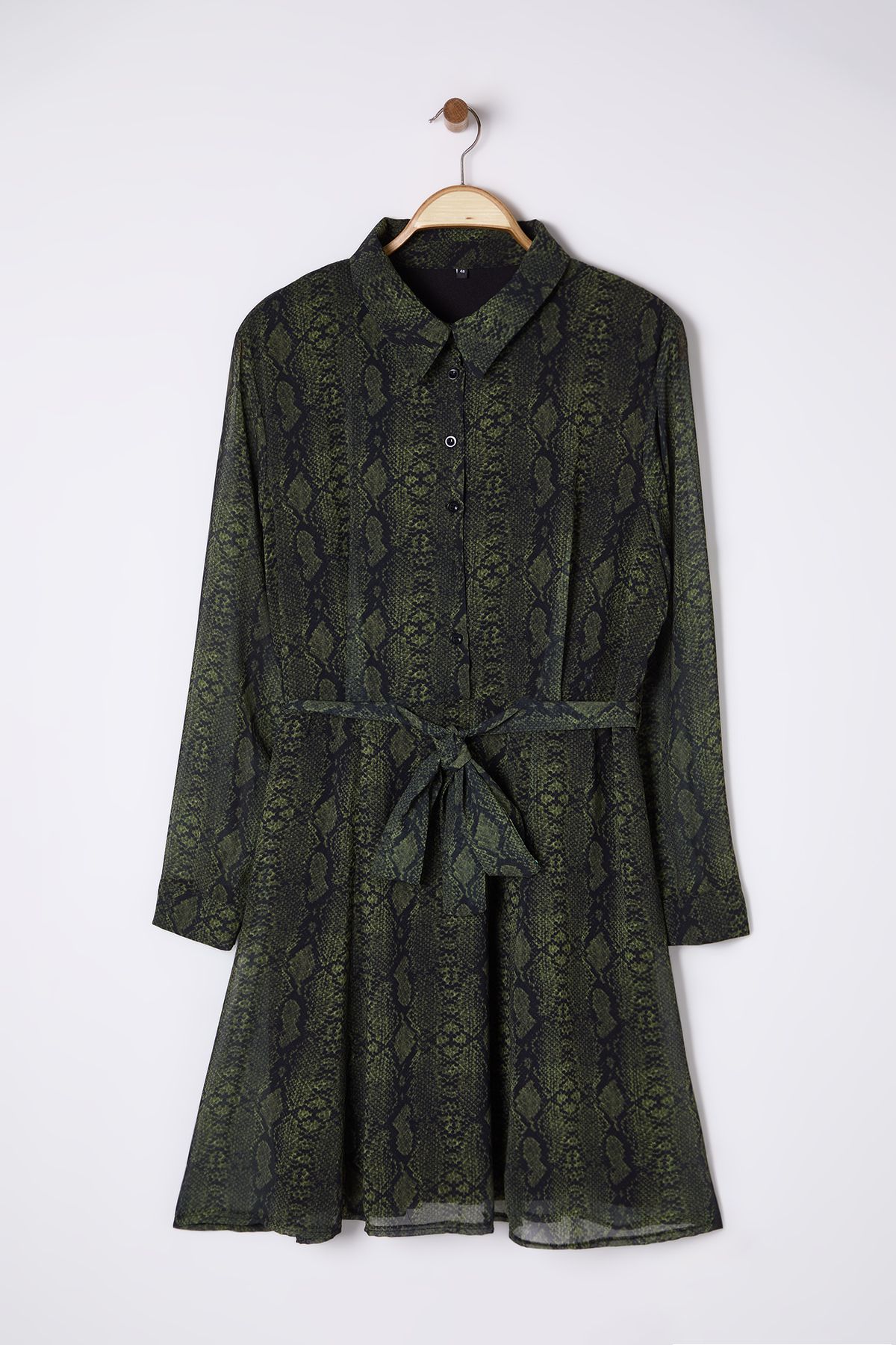 Trendyol Curve-Mehrfarbiges, mit Tiermuster besetztes, mit der Taille geöffnetes, gefüttertes Mini-Chiffon-Webkleid TBBAW25AH00115 6