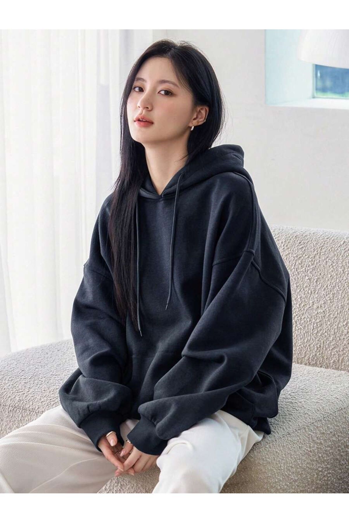 Moda Glo Unisex Oversize Kapüşonlu Sweatshirt