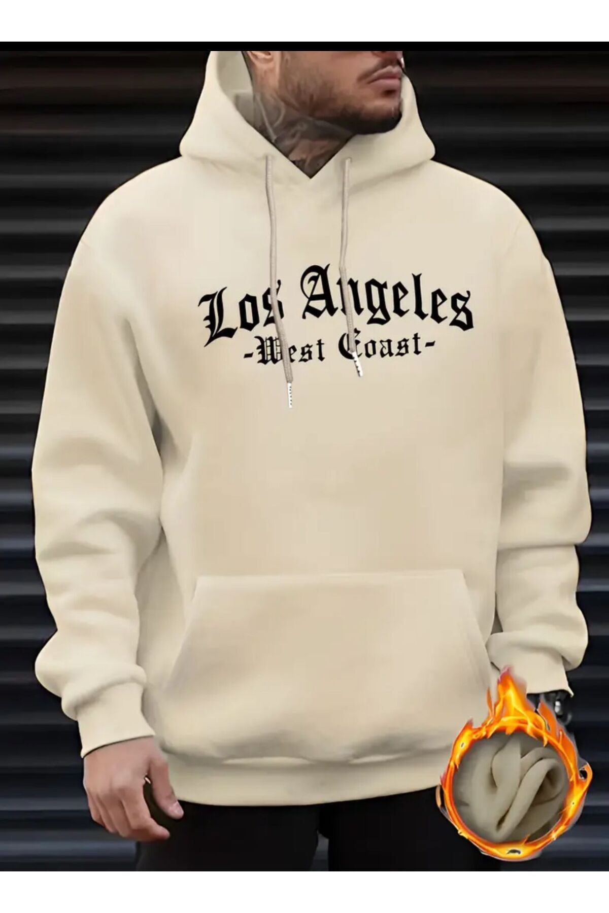 Moda Glo Los Angeles Baskılı Kapüşonlu Sweatshirt