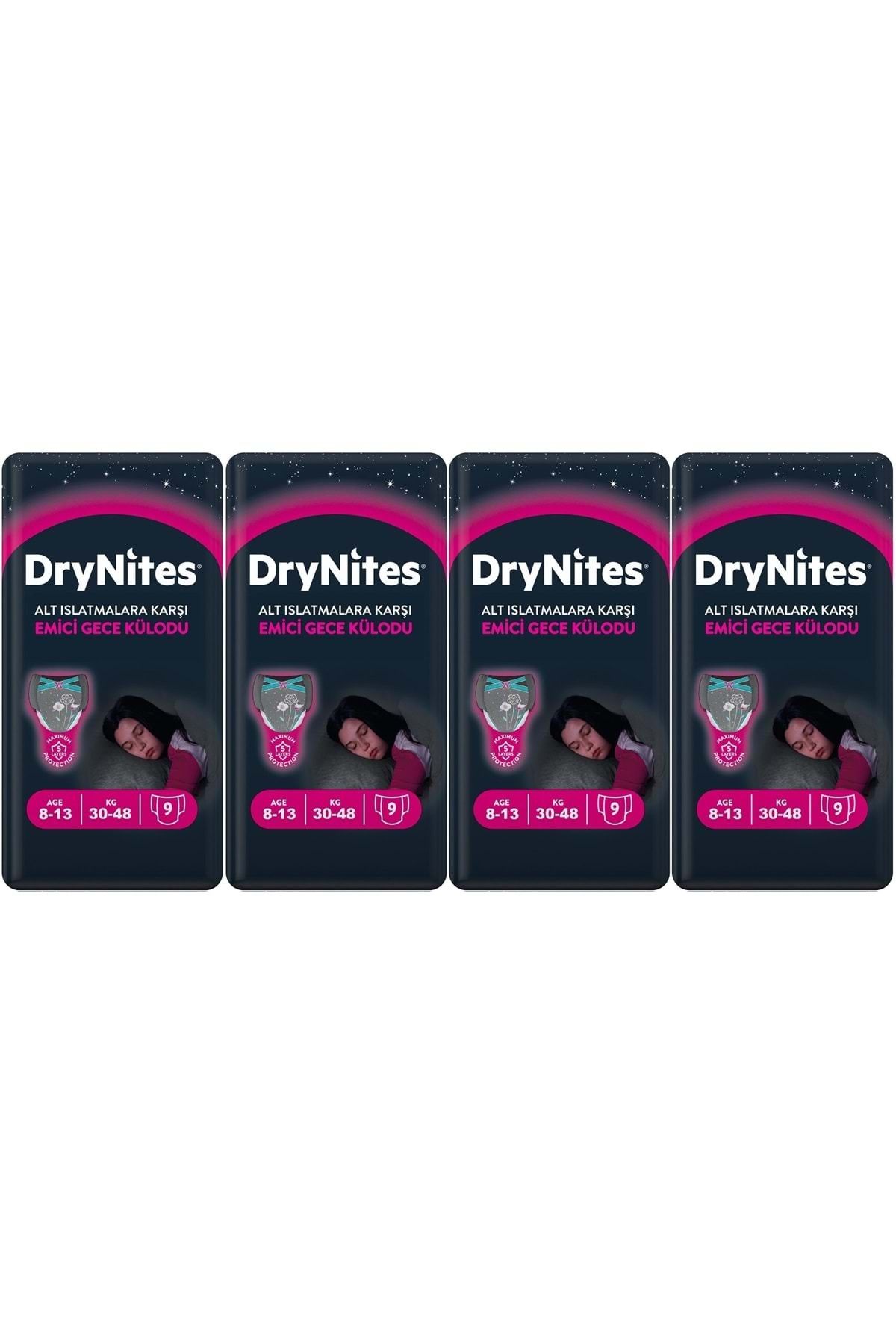 DryNites Emici Gece Külodu/külot Bez Kız 8-13 Yaş 30-48kg Large 36 Adet 4pk*9 Alt Islatmalara Karşı