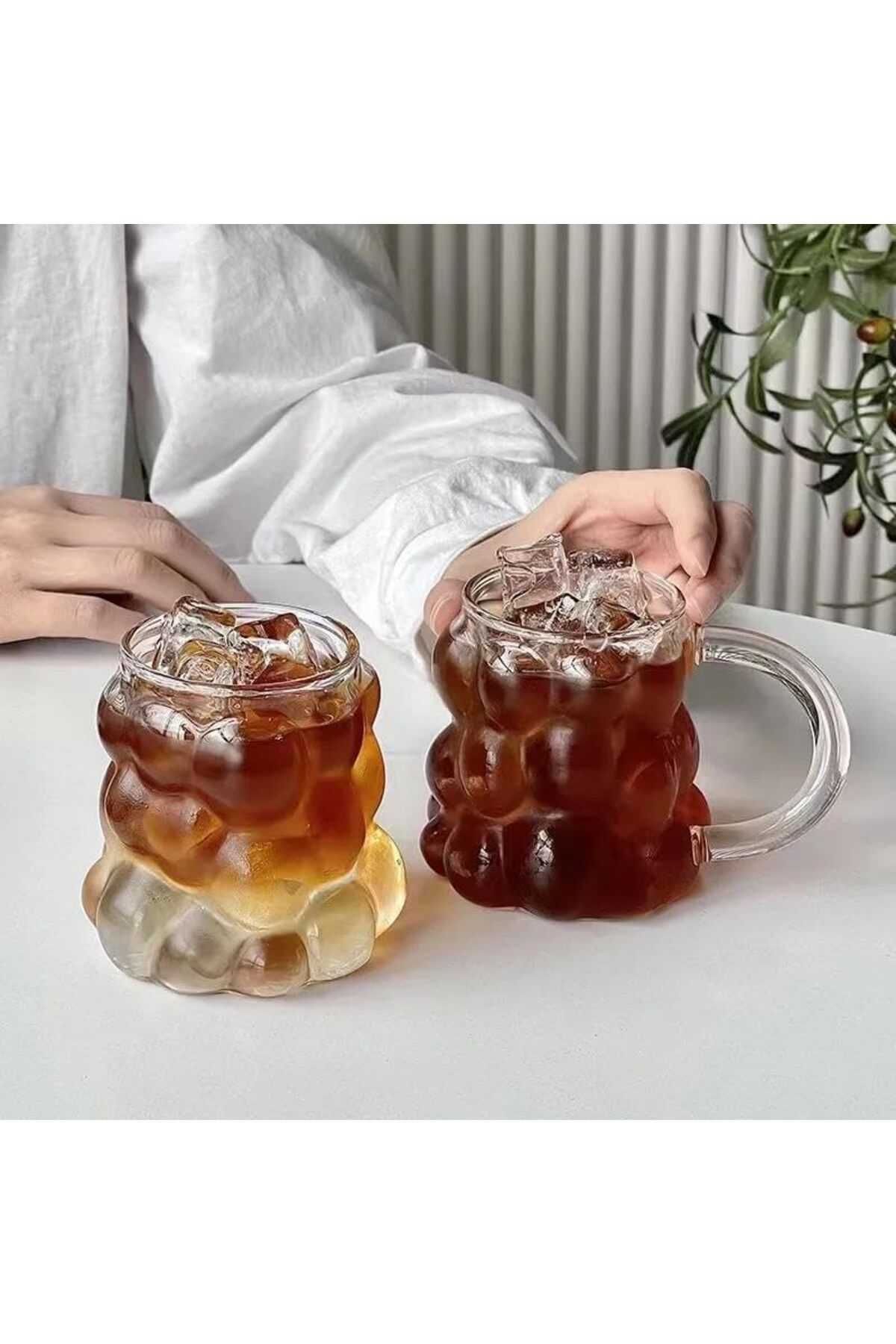 STOREMAX dlshop Home 2 Adet 300 ml Üzüm Desenli Borosilikat Bardak, Termisil, Bulut Desenli, Isıya Dayanı