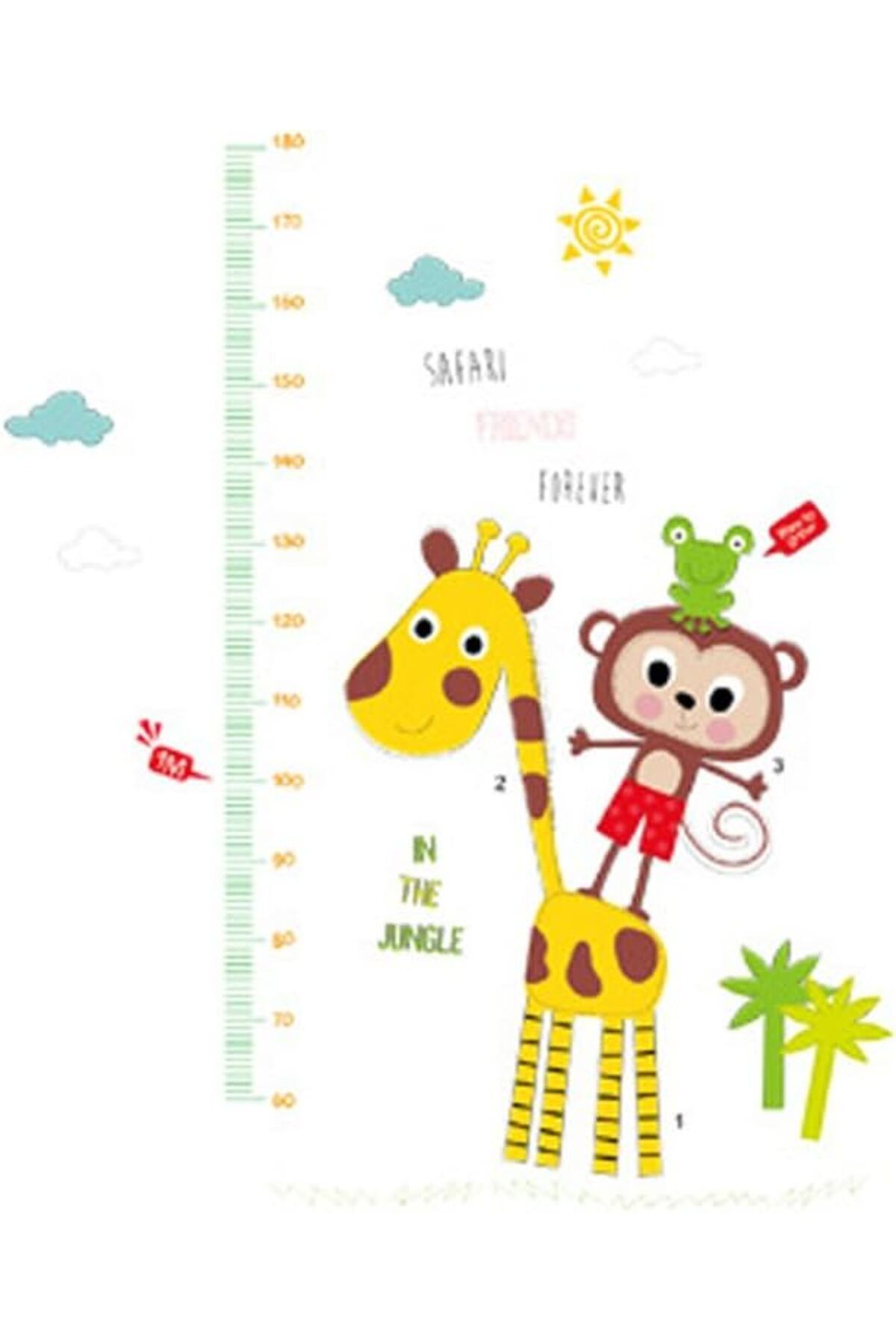 Genel Markalar Kids Winhappyhome zürafa Monkey çocukların Height ölçüm Chart duvar sanatı çıkartma f