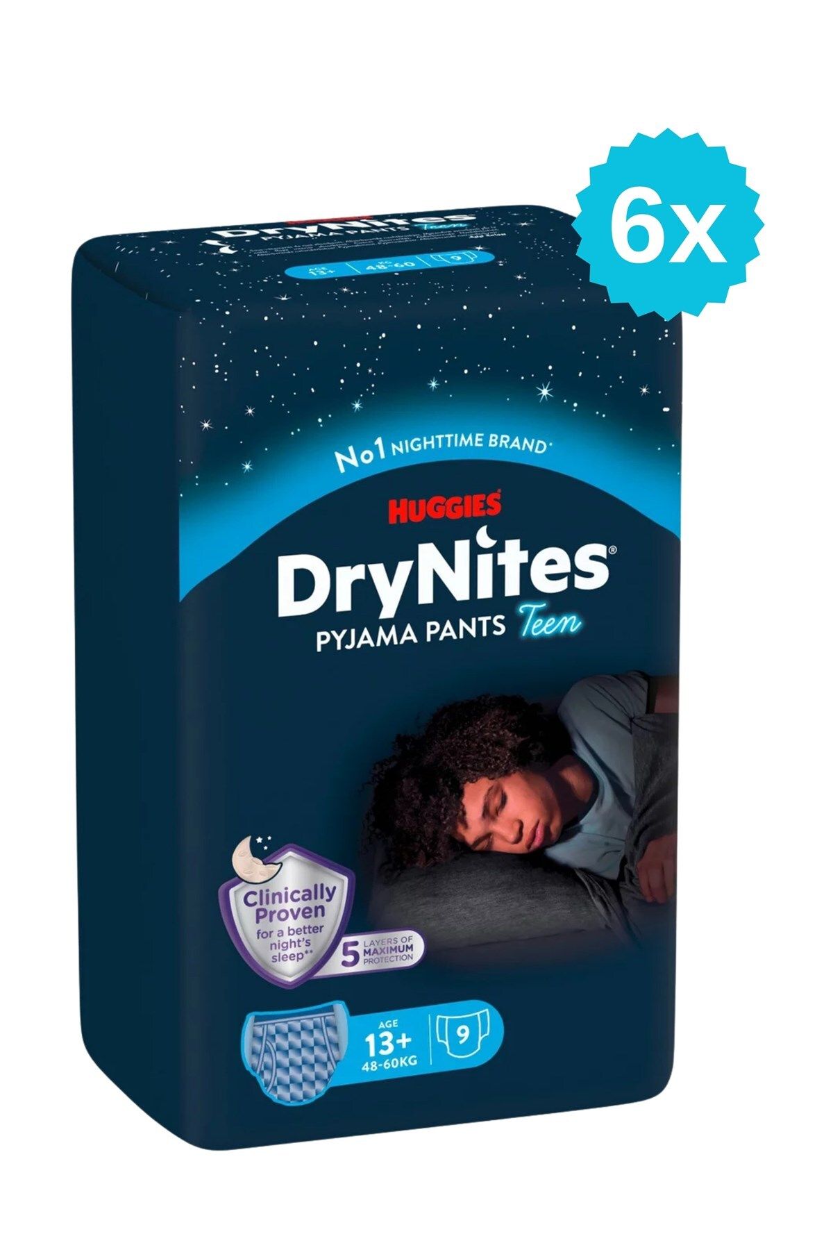 Huggies Drynites Erkek Emici Gece Külodu 13+ Yaş 48-60 Kg 9lu x 6 Adet